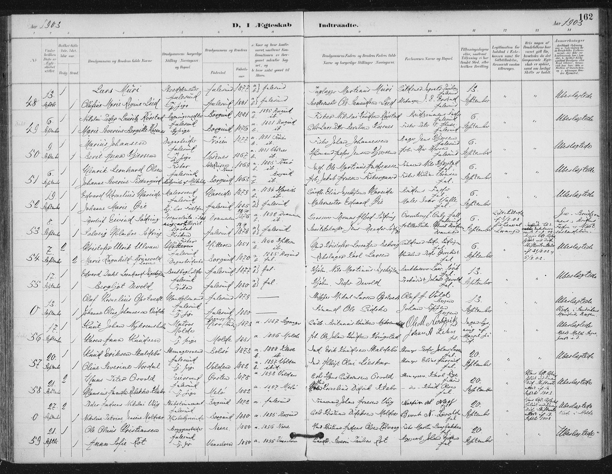 Ministerialprotokoller, klokkerbøker og fødselsregistre - Møre og Romsdal, AV/SAT-A-1454/529/L0457: Parish register (official) no. 529A07, 1894-1903, p. 162