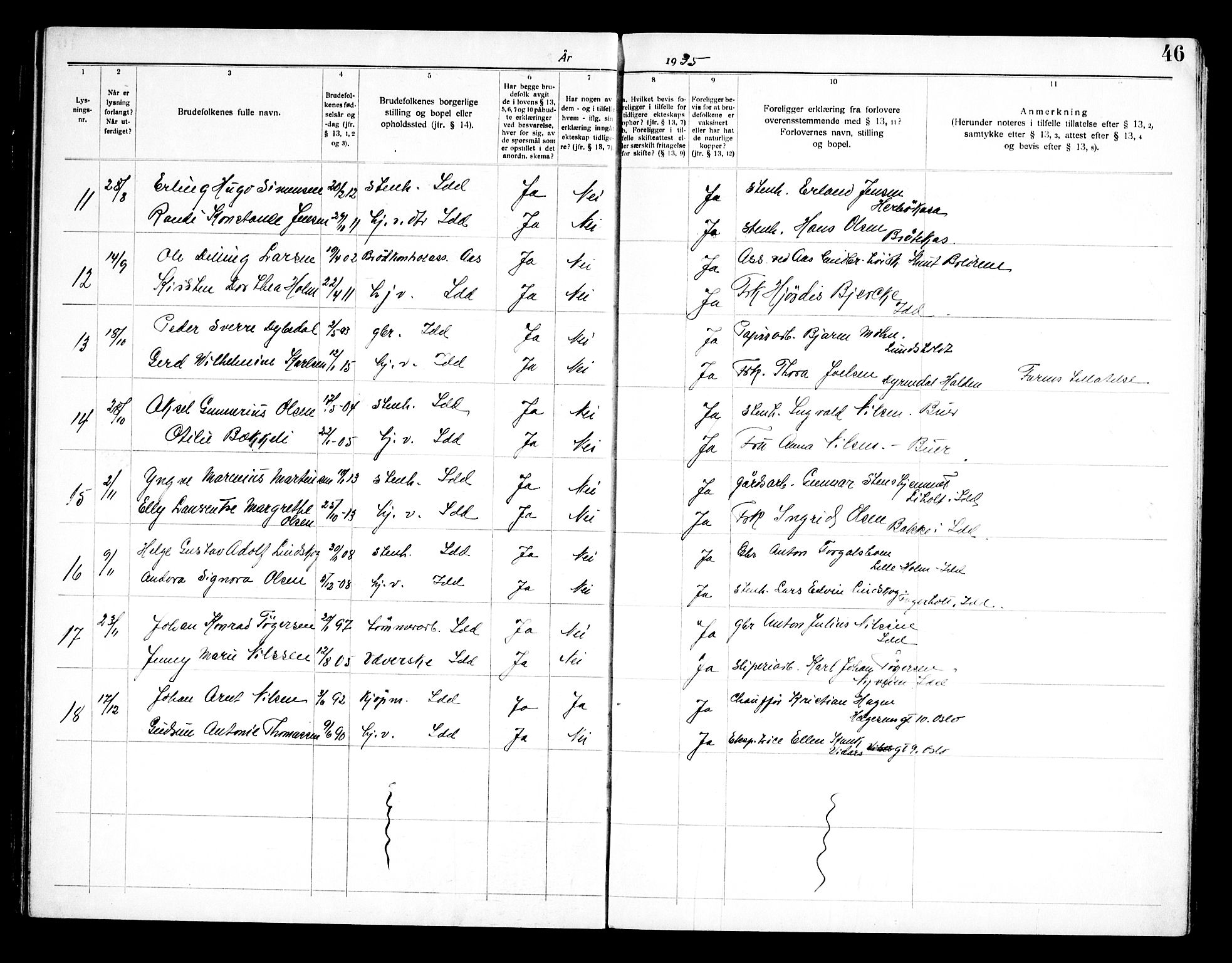 Idd prestekontor Kirkebøker, SAO/A-10911/H/Ha/L0002: Banns register no. I 2, 1919-1958, p. 46