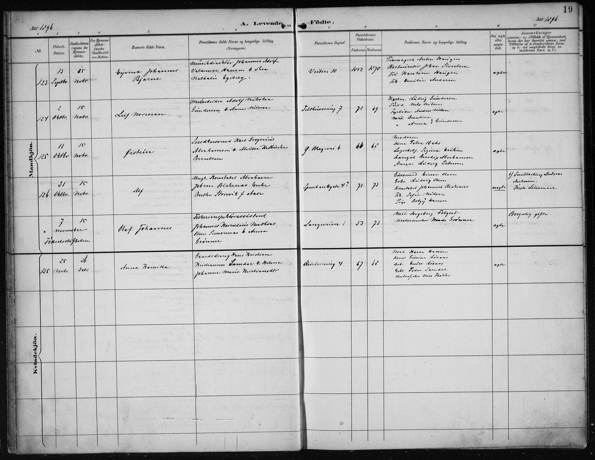 Korskirken sokneprestembete, AV/SAB-A-76101/H/Hab: Parish register (copy) no. B 10, 1896-1905, p. 19