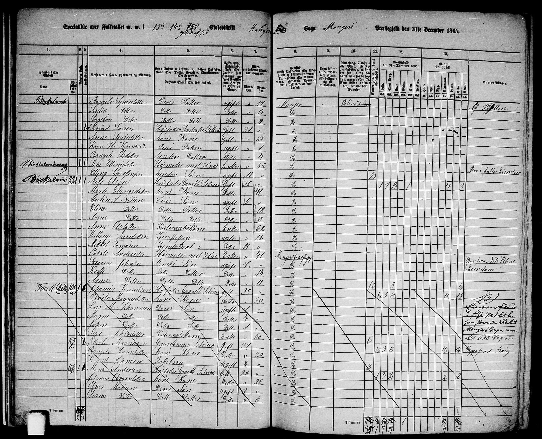 RA, 1865 census for Manger, 1865, p. 27