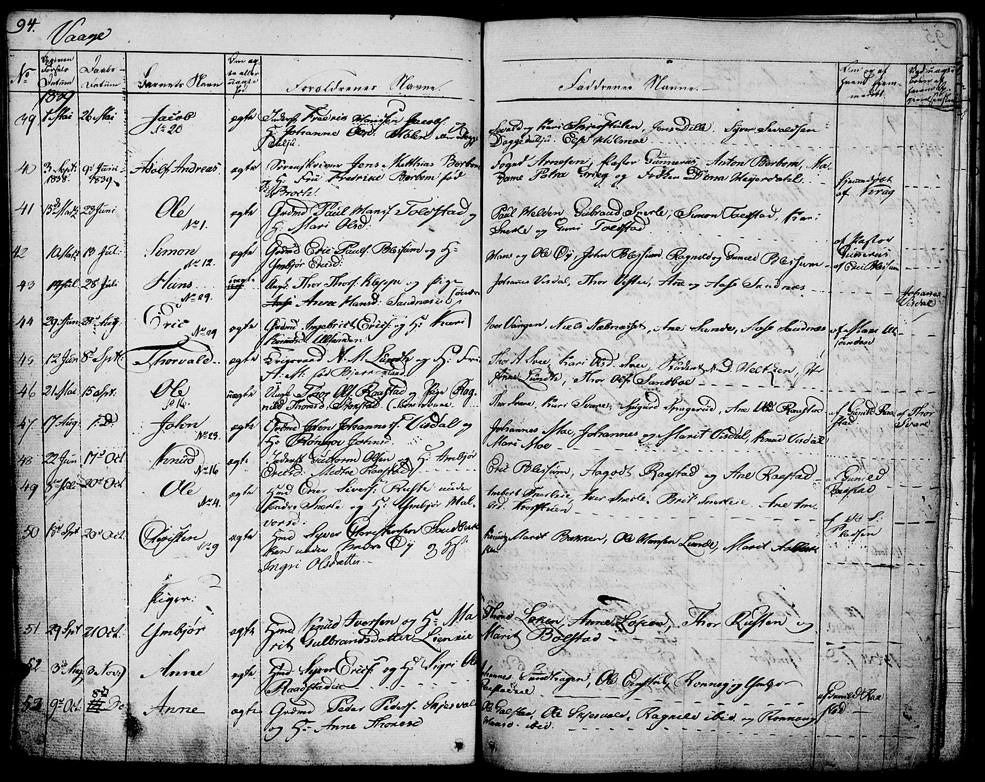 Vågå prestekontor, AV/SAH-PREST-076/H/Ha/Haa/L0004: Parish register (official) no. 4 /1, 1827-1842, p. 94