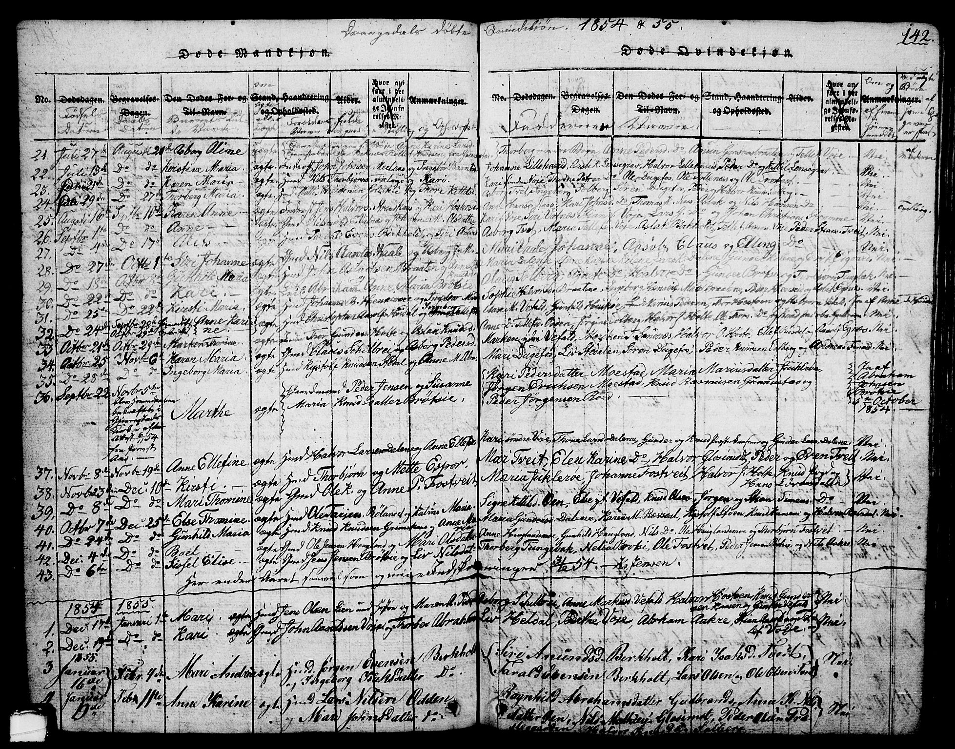 Drangedal kirkebøker, AV/SAKO-A-258/G/Ga/L0001: Parish register (copy) no. I 1 /1, 1814-1856, p. 142