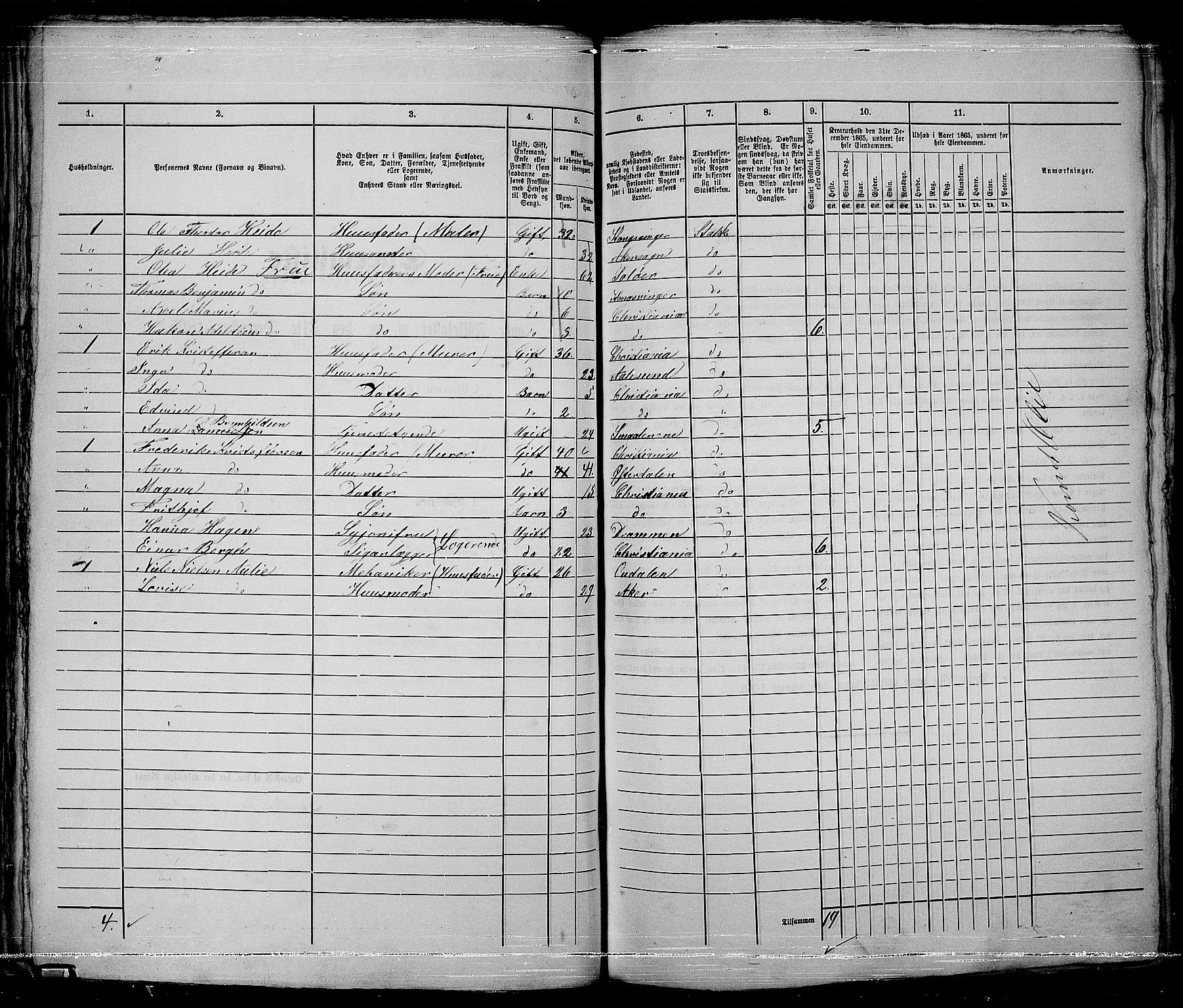 RA, 1865 census for Kristiania, 1865, p. 4558