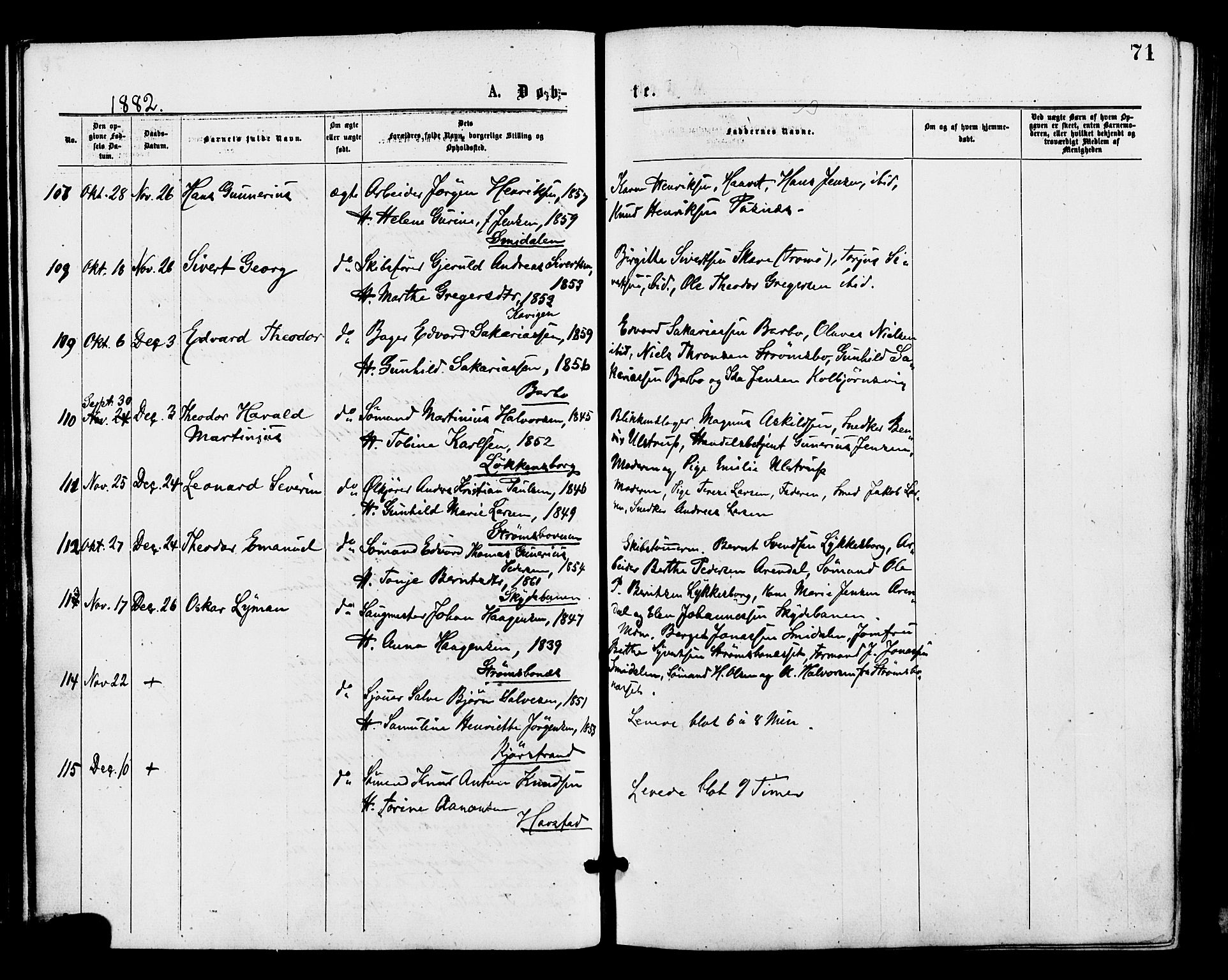 Barbu sokneprestkontor, AV/SAK-1111-0003/F/Fa/L0001: Parish register (official) no. A 1 /1, 1878-1883, p. 71