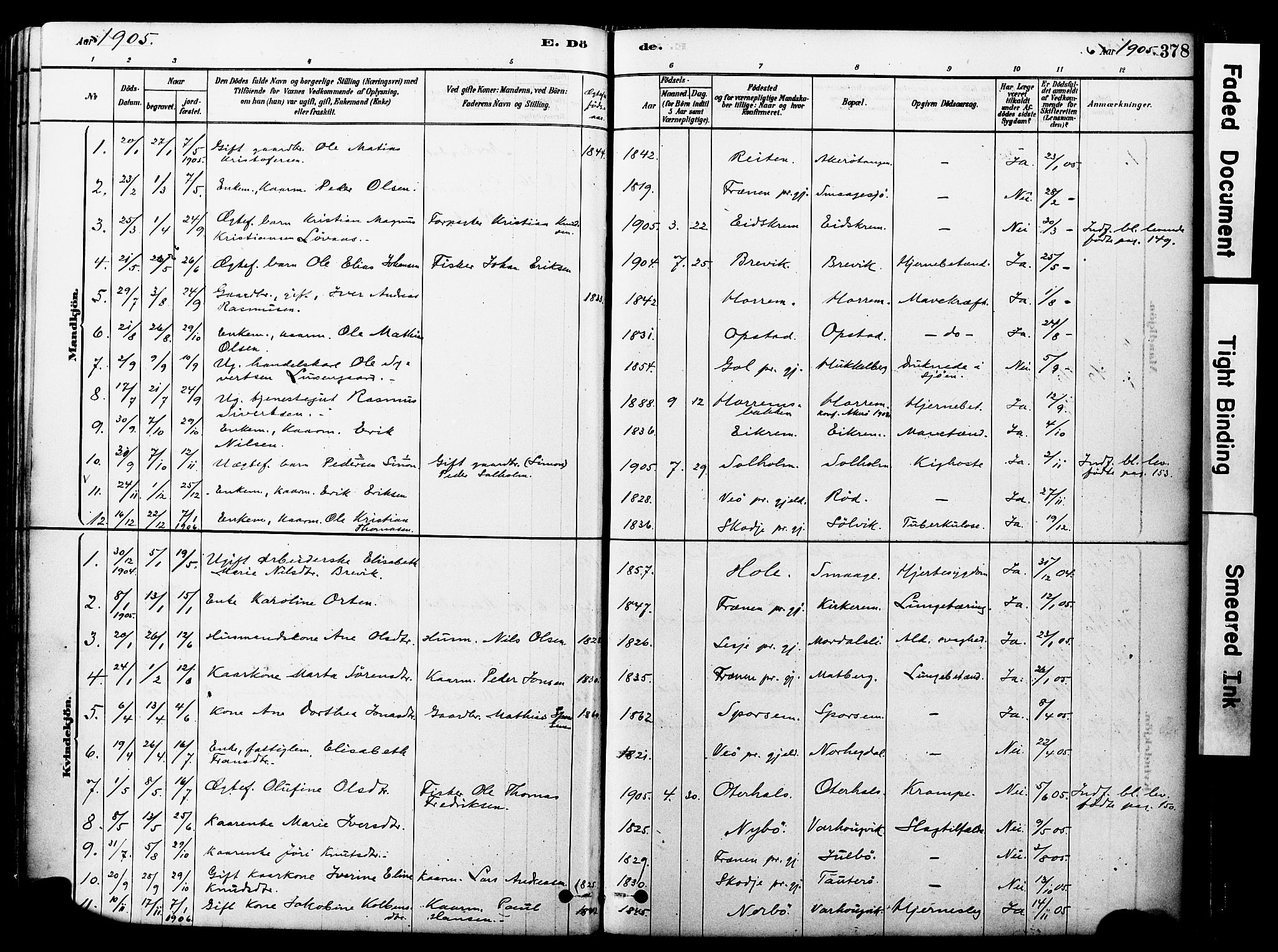 Ministerialprotokoller, klokkerbøker og fødselsregistre - Møre og Romsdal, SAT/A-1454/560/L0721: Parish register (official) no. 560A05, 1878-1917, p. 378