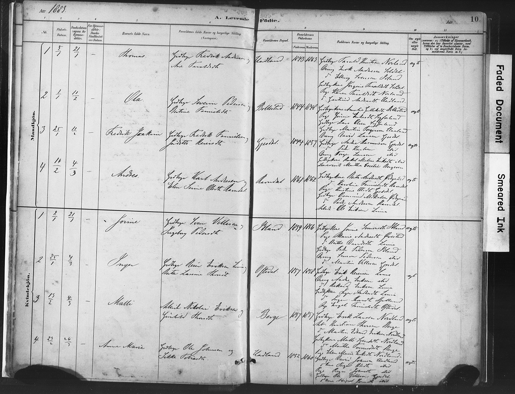 Lye sokneprestkontor, SAST/A-101794/001/30BA/L0010: Parish register (official) no. A 10, 1881-1896, p. 10