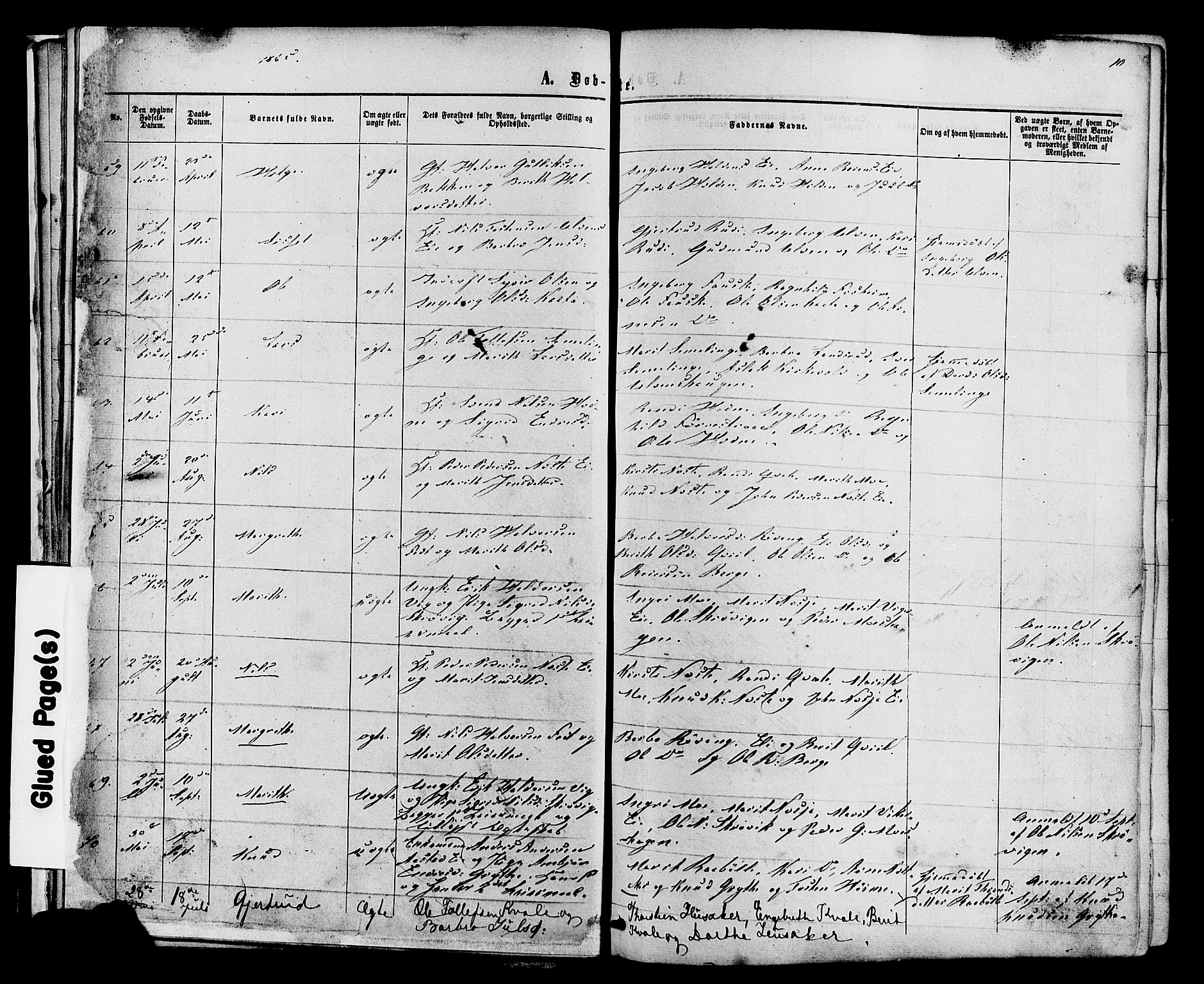 Vestre Slidre prestekontor, AV/SAH-PREST-136/H/Ha/Haa/L0003: Parish register (official) no. 3, 1865-1880, p. 10