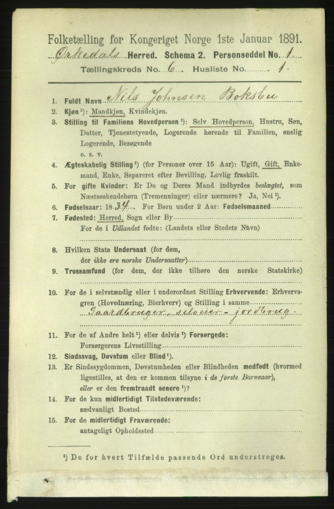 RA, 1891 census for 1638 Orkdal, 1891, p. 2856