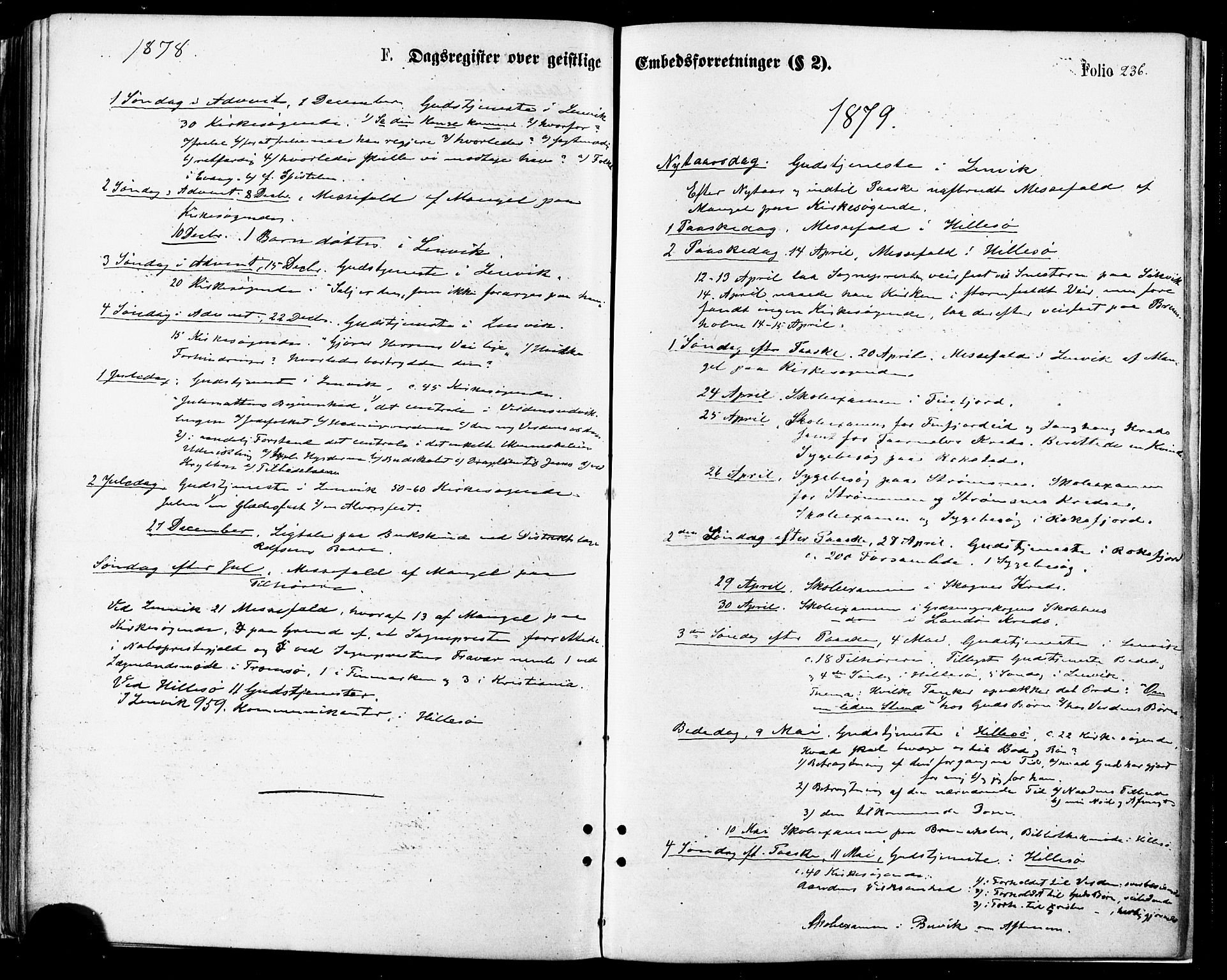 Lenvik sokneprestembete, AV/SATØ-S-1310/H/Ha/Haa/L0010kirke: Parish register (official) no. 10, 1873-1880, p. 236