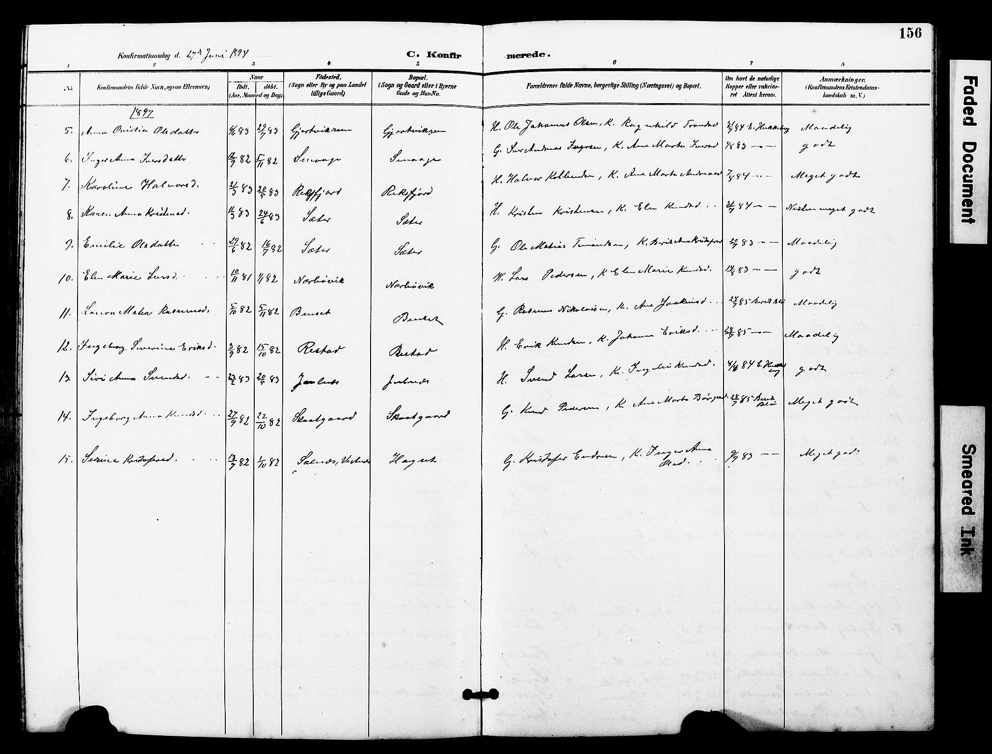 Ministerialprotokoller, klokkerbøker og fødselsregistre - Møre og Romsdal, AV/SAT-A-1454/560/L0725: Parish register (copy) no. 560C02, 1895-1930, p. 156