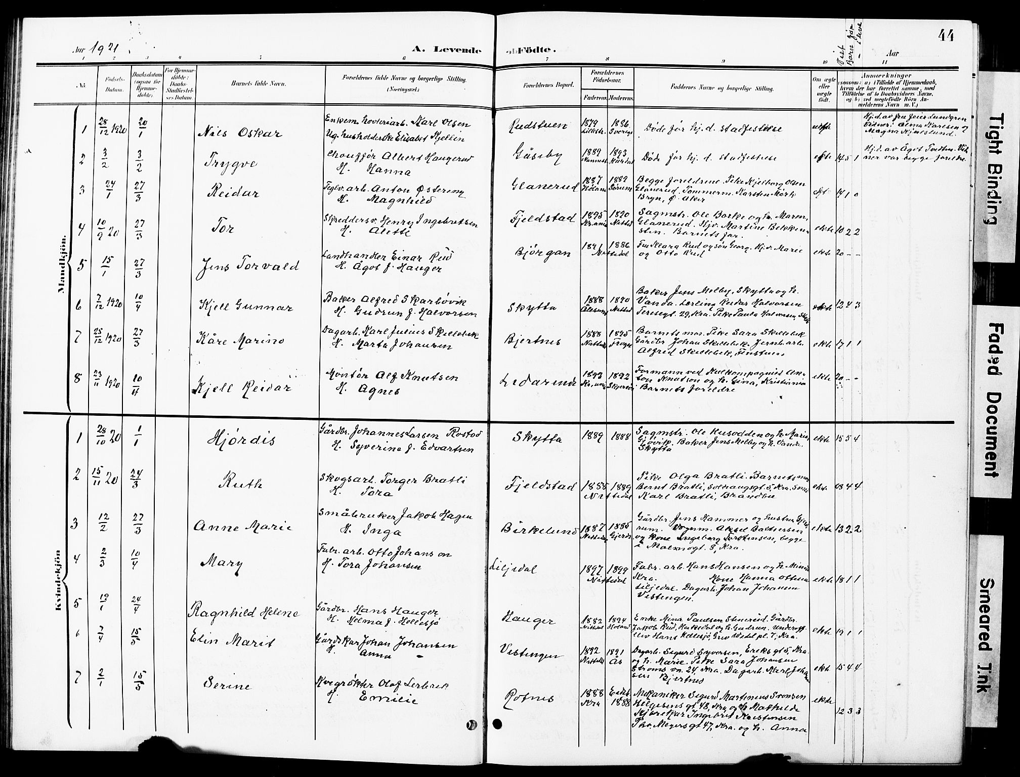 Nittedal prestekontor Kirkebøker, SAO/A-10365a/G/Ga/L0003: Parish register (copy) no. I 3, 1902-1929, p. 44