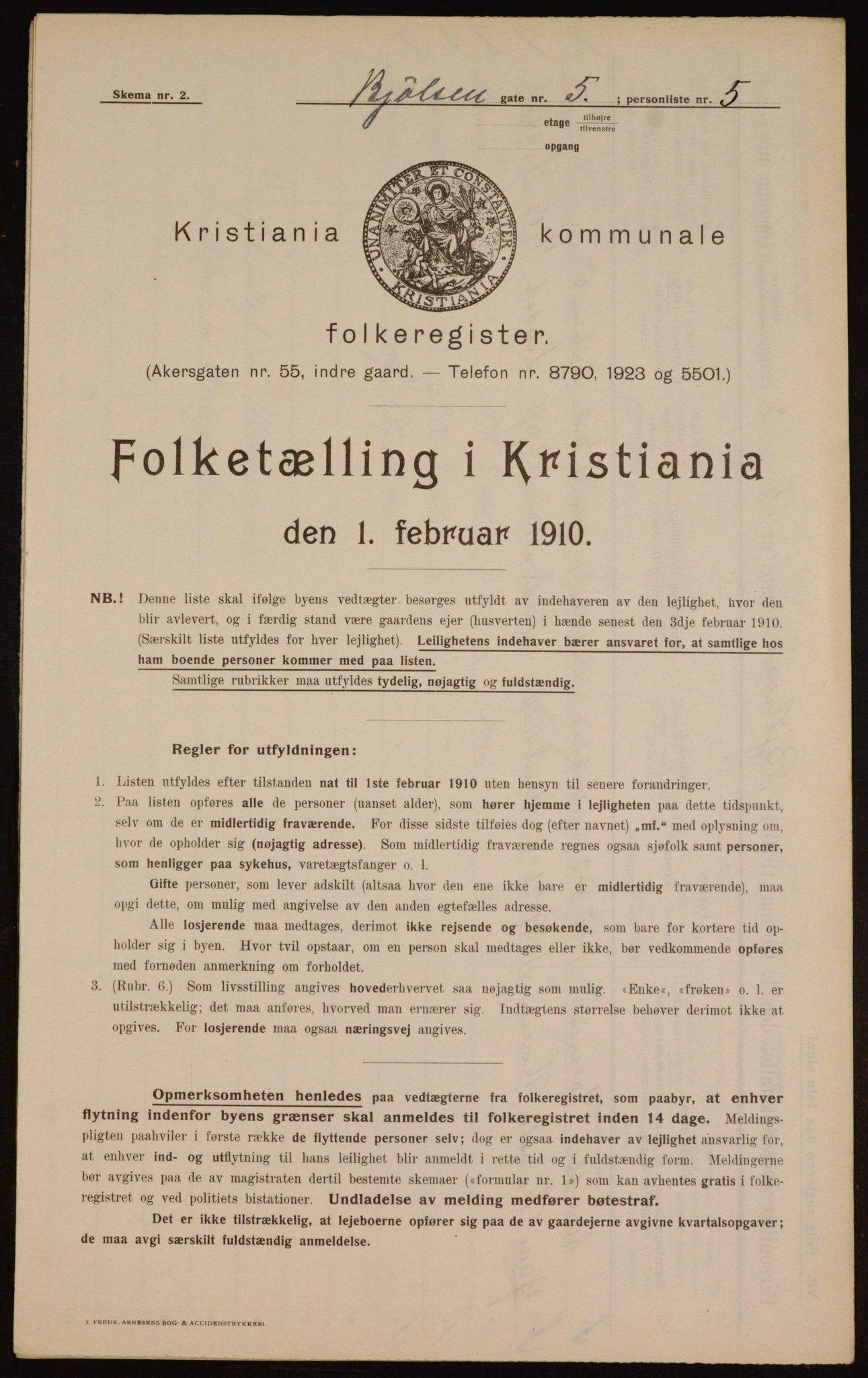 OBA, Municipal Census 1910 for Kristiania, 1910, p. 6254