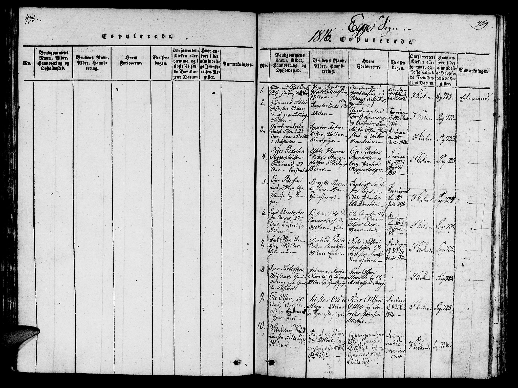 Ministerialprotokoller, klokkerbøker og fødselsregistre - Nord-Trøndelag, SAT/A-1458/746/L0441: Parish register (official) no. 746A03 /3, 1816-1827, p. 438-439