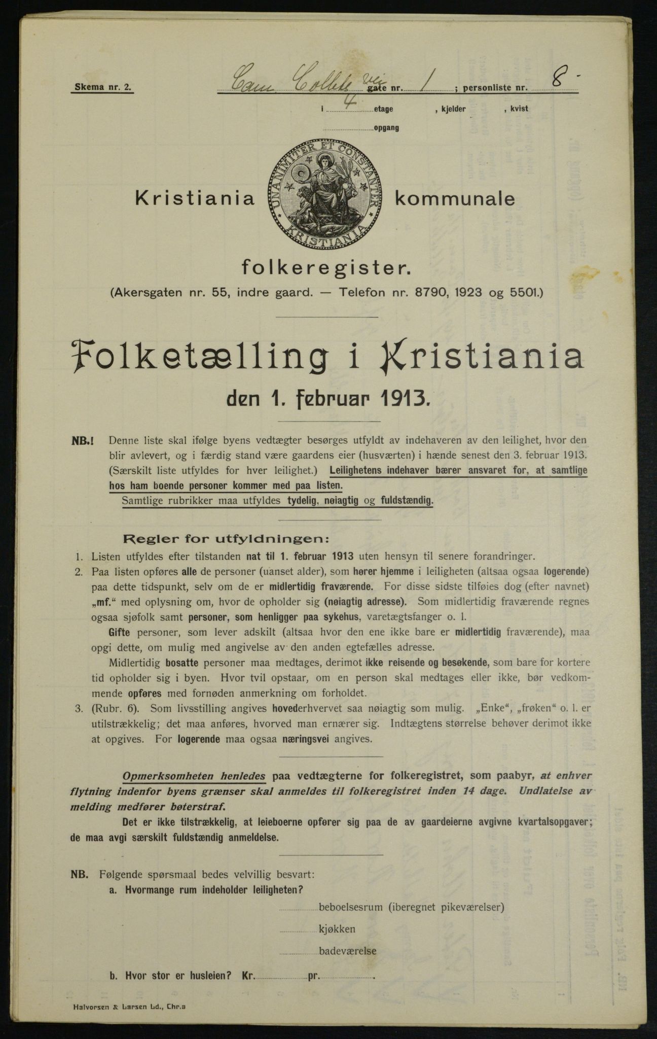 OBA, Municipal Census 1913 for Kristiania, 1913, p. 11582