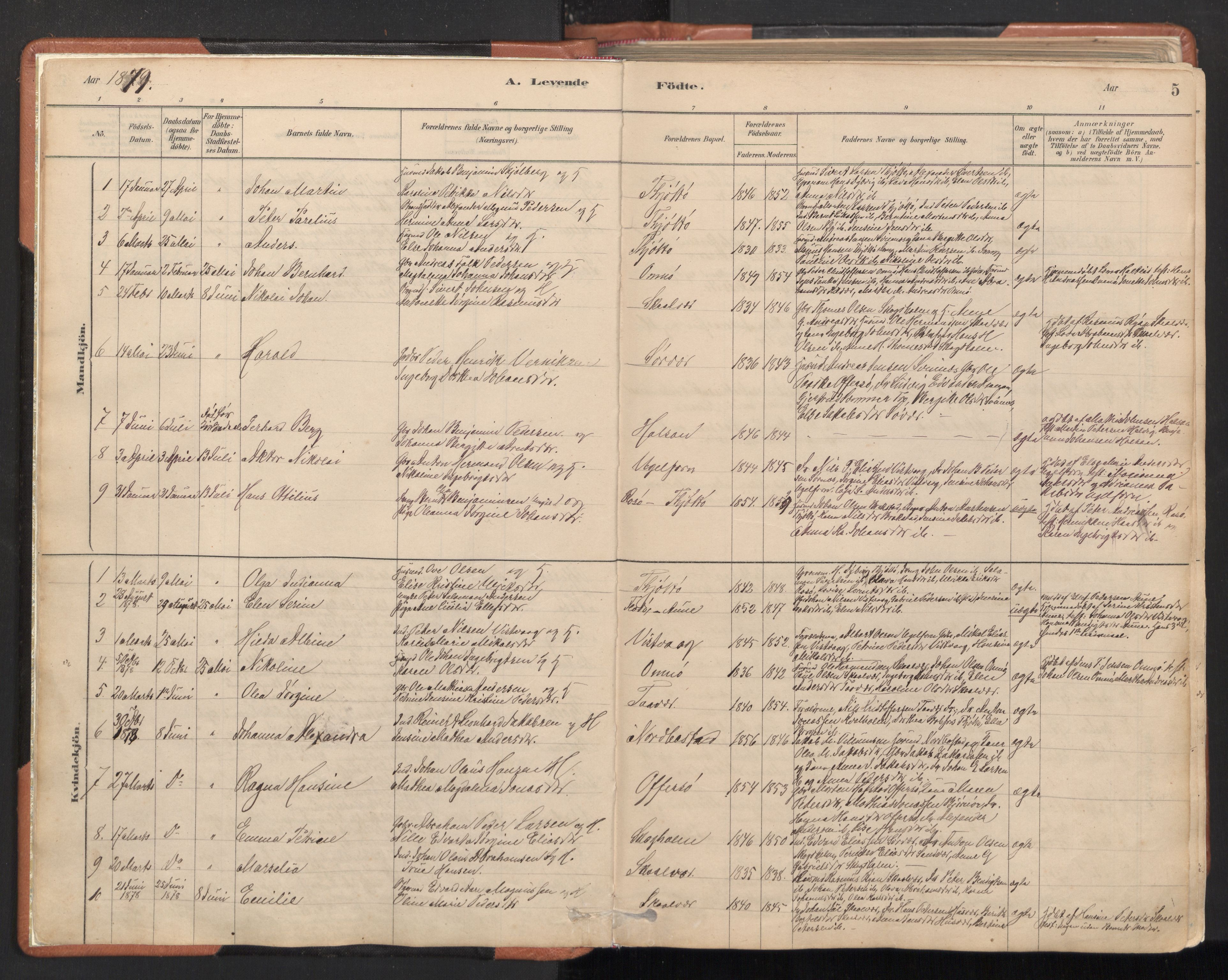 Ministerialprotokoller, klokkerbøker og fødselsregistre - Nordland, SAT/A-1459/817/L0264: Parish register (official) no. 817A04, 1878-1907, p. 5