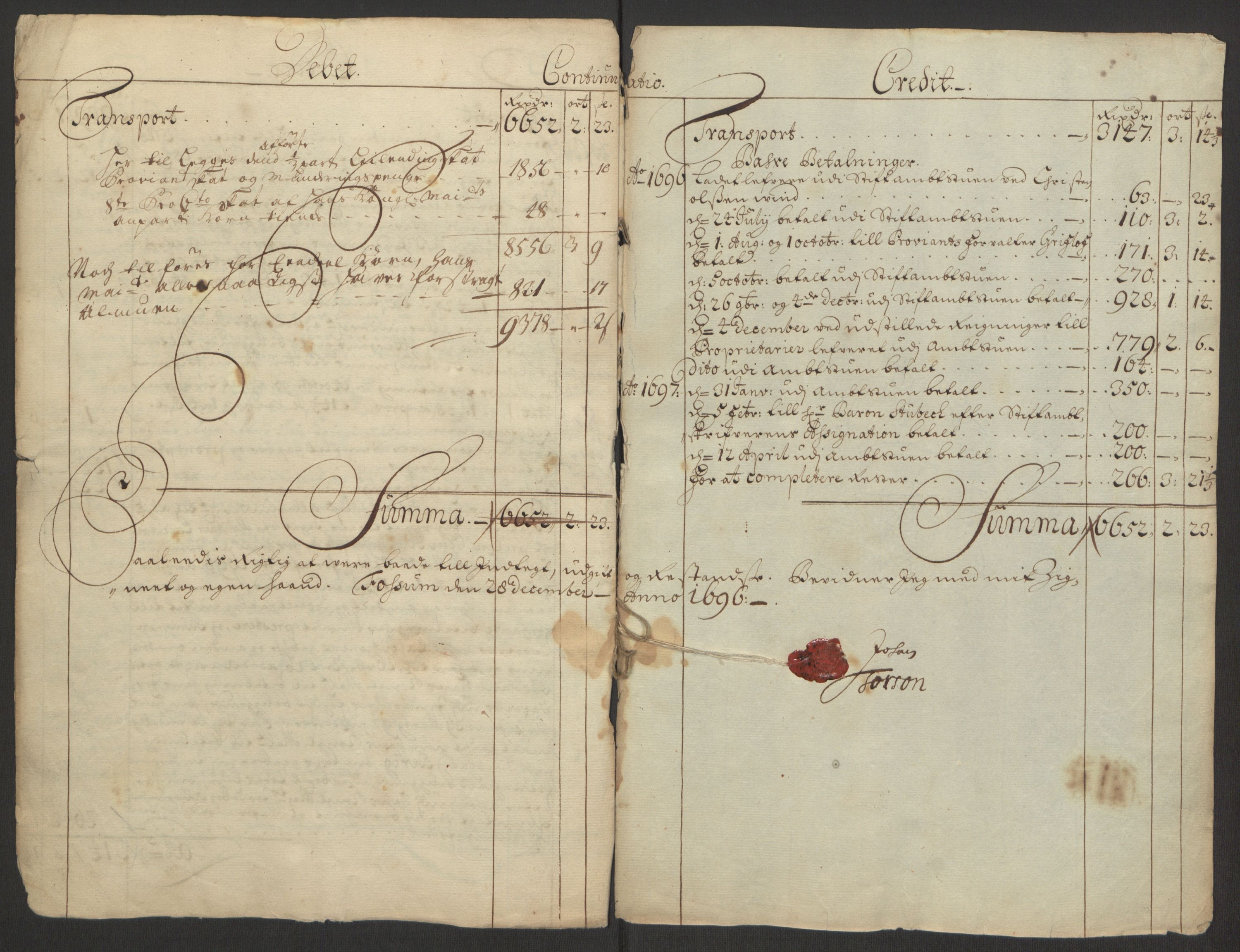 Rentekammeret inntil 1814, Reviderte regnskaper, Fogderegnskap, AV/RA-EA-4092/R63/L4309: Fogderegnskap Inderøy, 1695-1697, p. 125