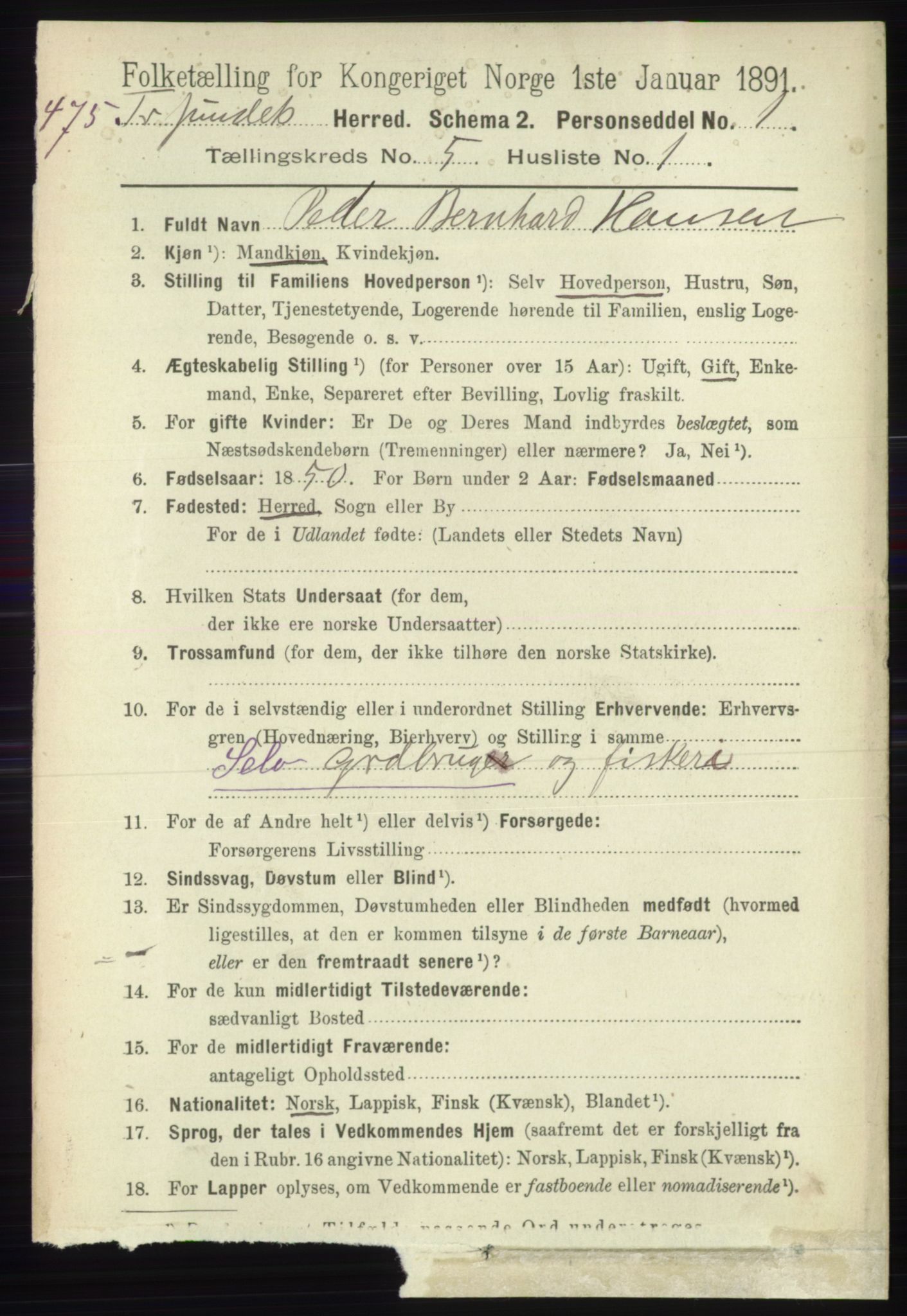 RA, 1891 census for 1934 Tromsøysund, 1891, p. 2324