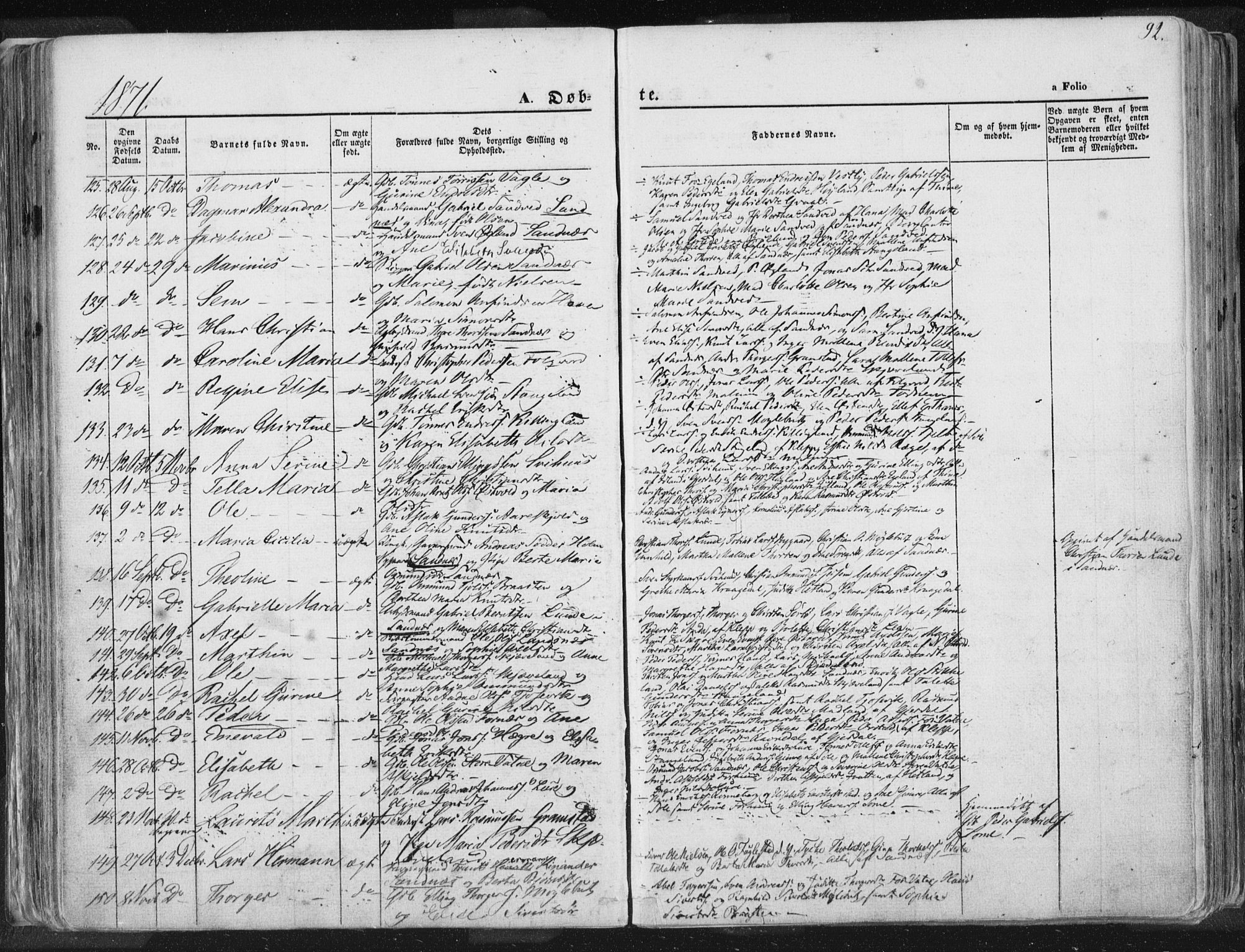 Høyland sokneprestkontor, SAST/A-101799/001/30BA/L0010: Parish register (official) no. A 9.1, 1857-1877, p. 92