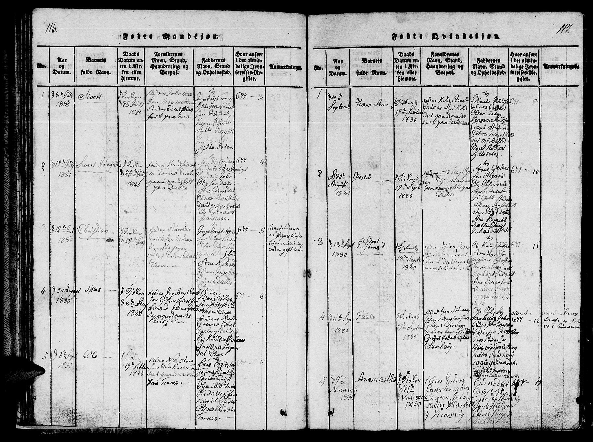 Ministerialprotokoller, klokkerbøker og fødselsregistre - Møre og Romsdal, AV/SAT-A-1454/565/L0752: Parish register (copy) no. 565C01, 1817-1844, p. 116-117