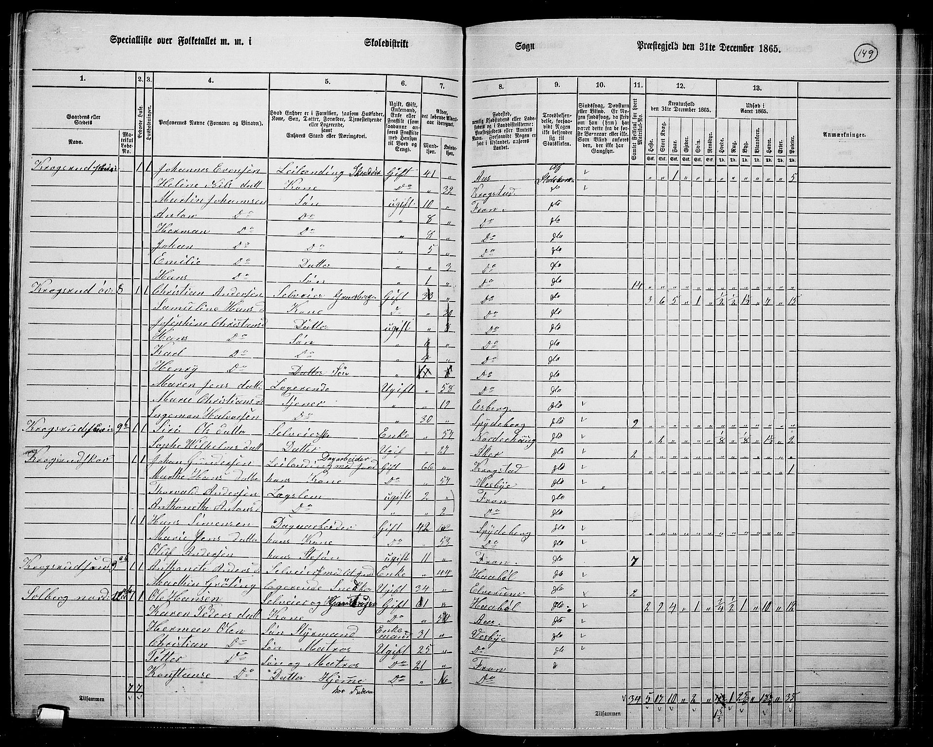 RA, 1865 census for Drøbak/Frogn, 1865, p. 8