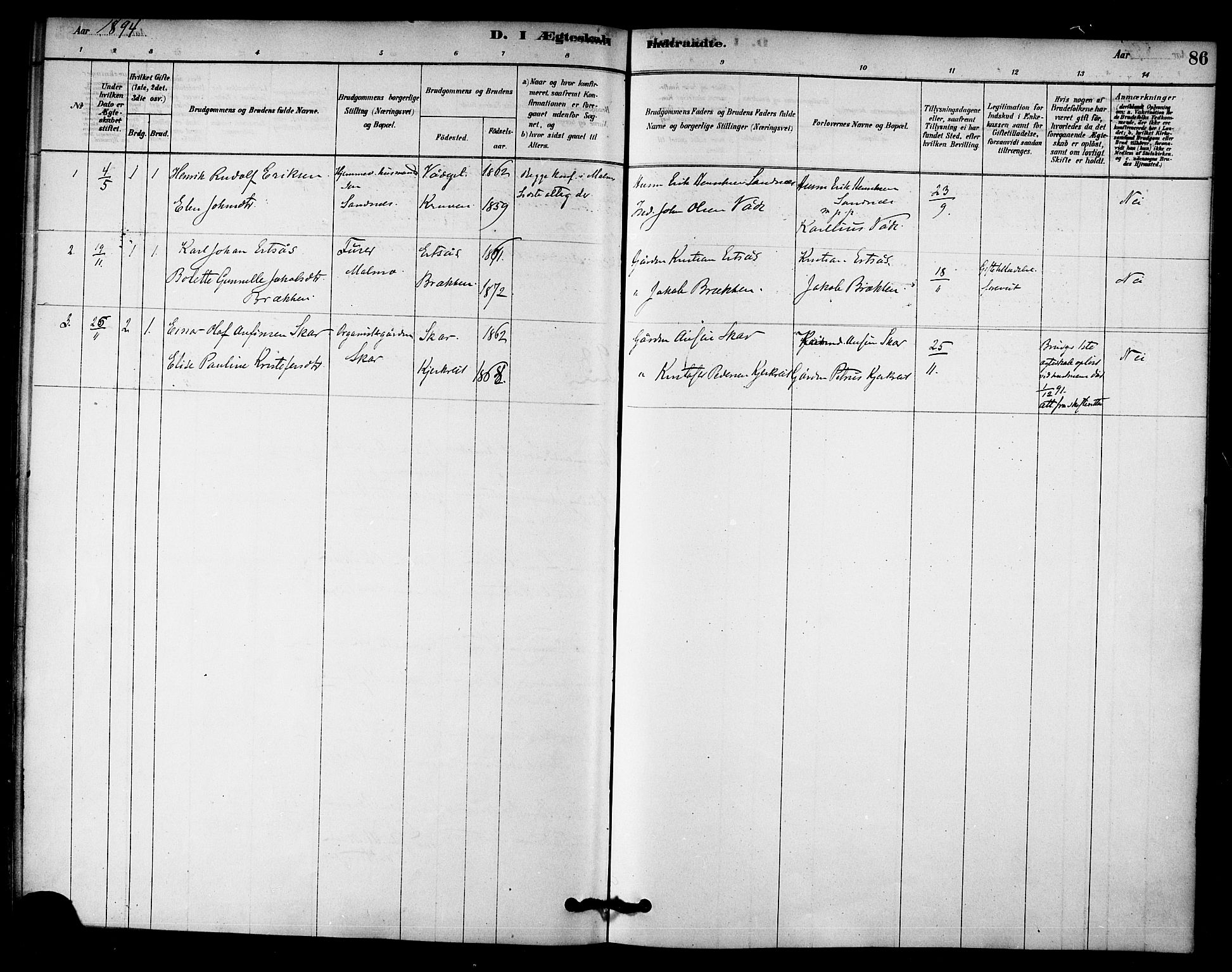 Ministerialprotokoller, klokkerbøker og fødselsregistre - Nord-Trøndelag, SAT/A-1458/745/L0429: Parish register (official) no. 745A01, 1878-1894, p. 86