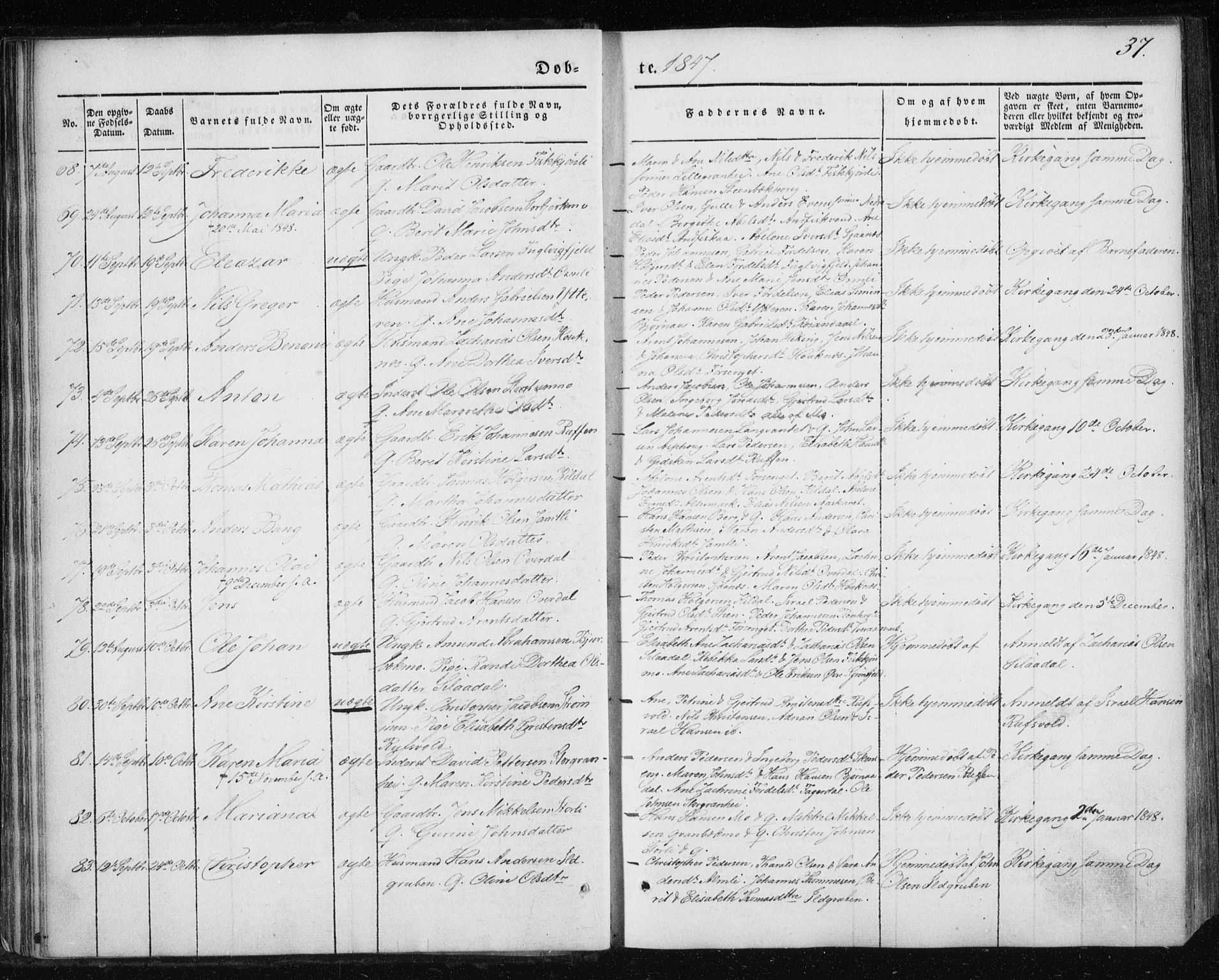 Ministerialprotokoller, klokkerbøker og fødselsregistre - Nordland, AV/SAT-A-1459/827/L0391: Parish register (official) no. 827A03, 1842-1852, p. 37