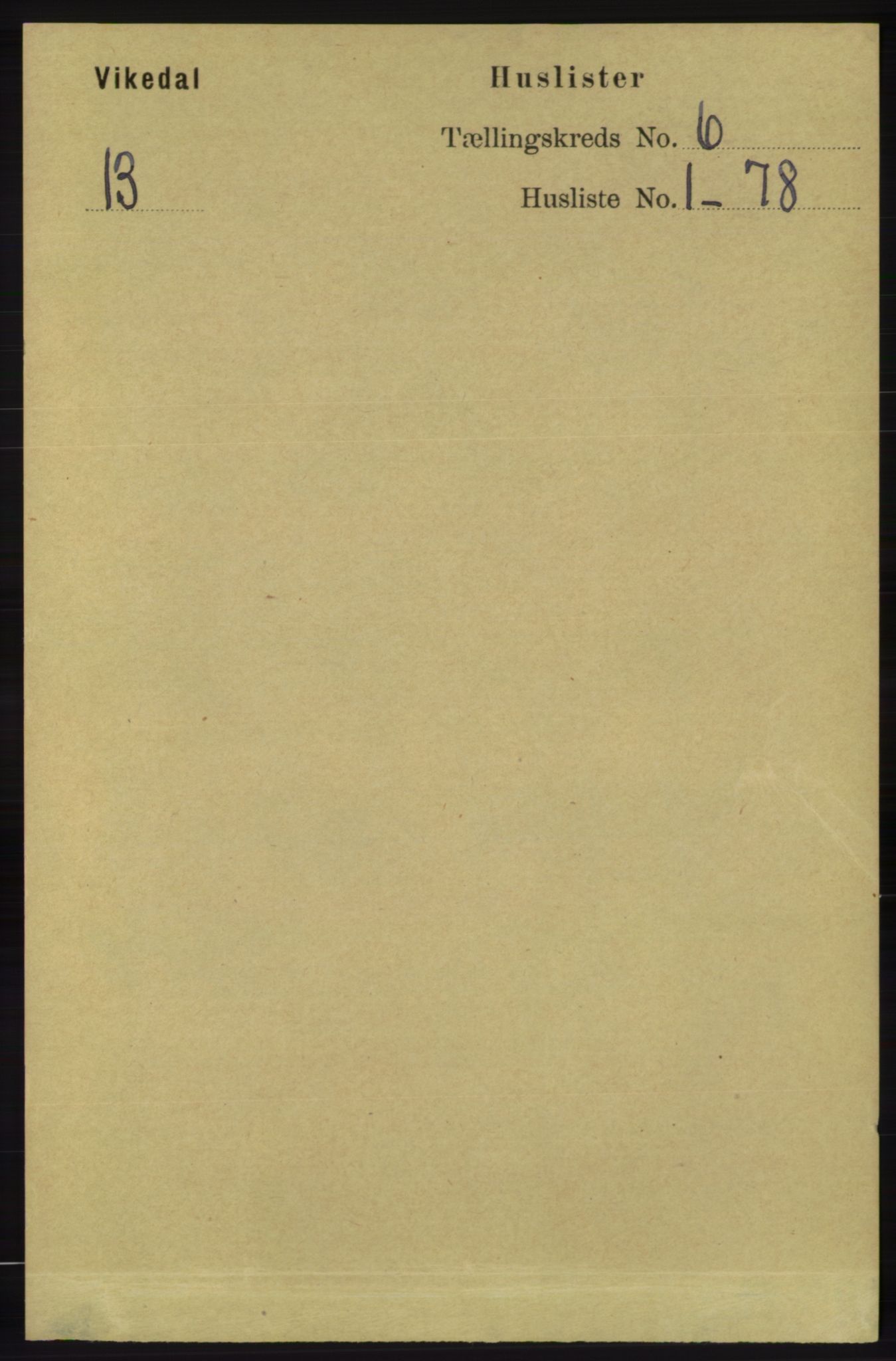 RA, 1891 census for 1157 Vikedal, 1891, p. 1490