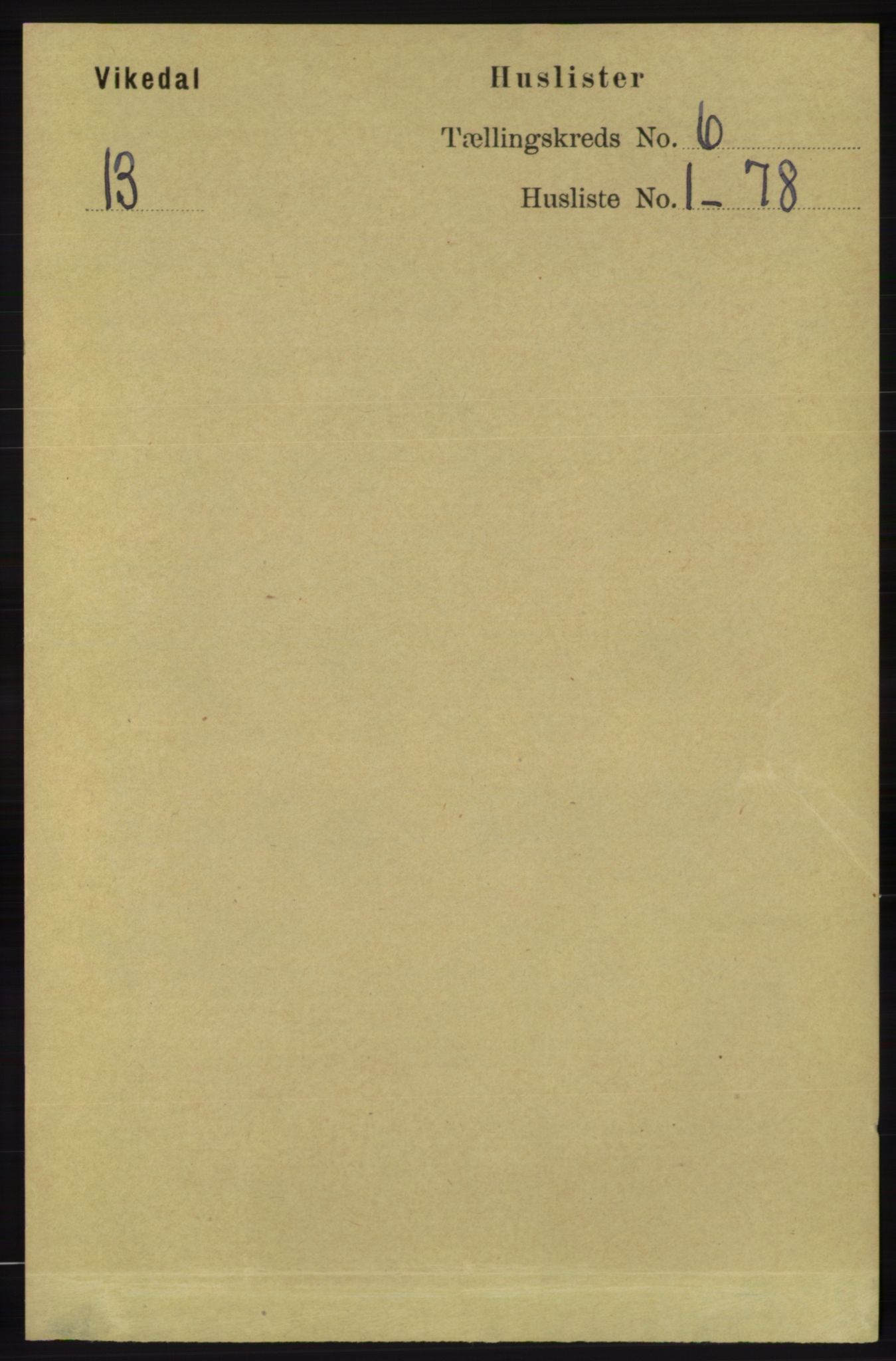 RA, 1891 census for 1157 Vikedal, 1891, p. 1490