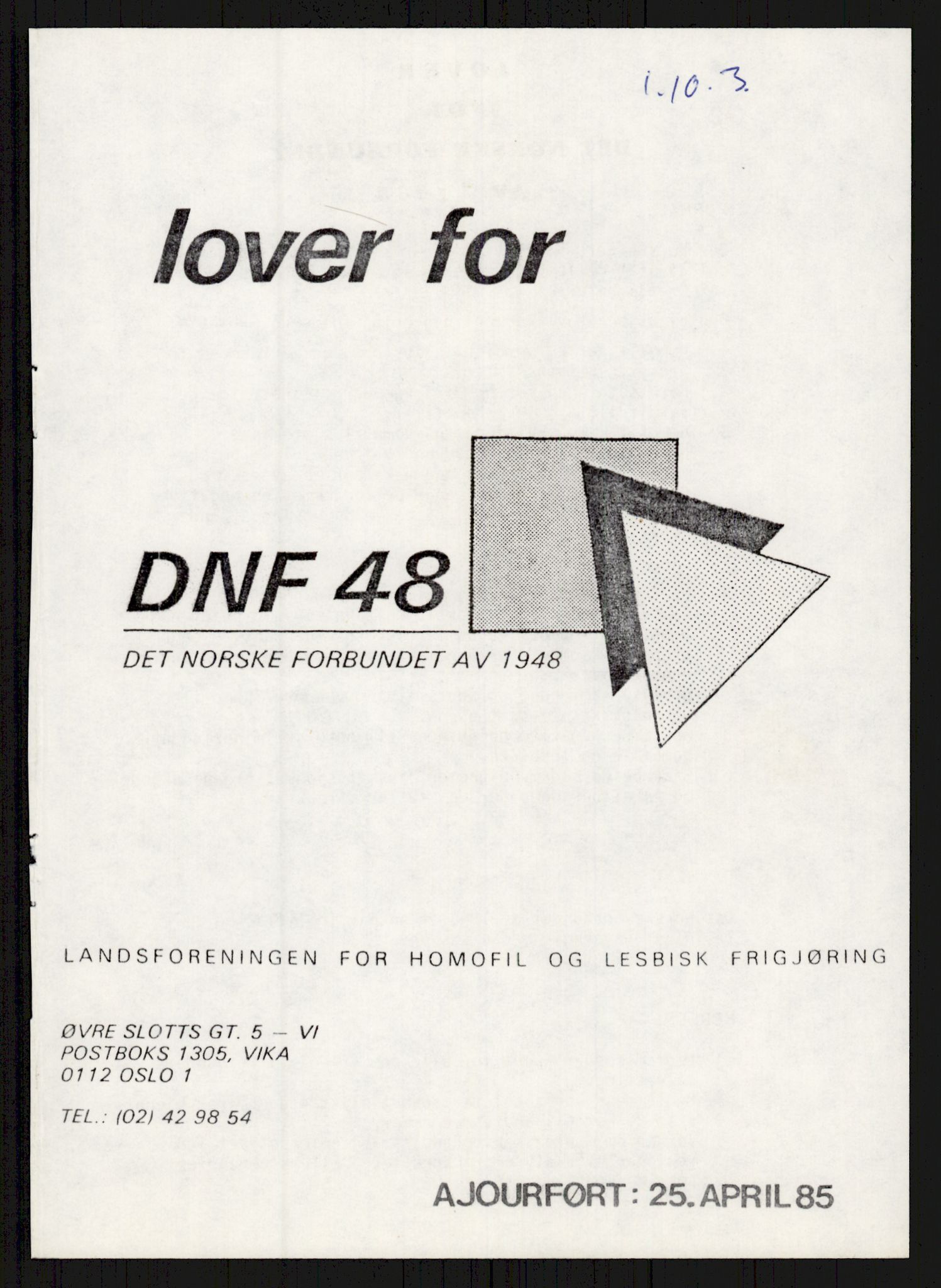 Det Norske Forbundet av 1948/Landsforeningen for Lesbisk og Homofil Frigjøring, AV/RA-PA-1216/A/Ag/L0003: Tillitsvalgte og medlemmer, 1952-1992, p. 562