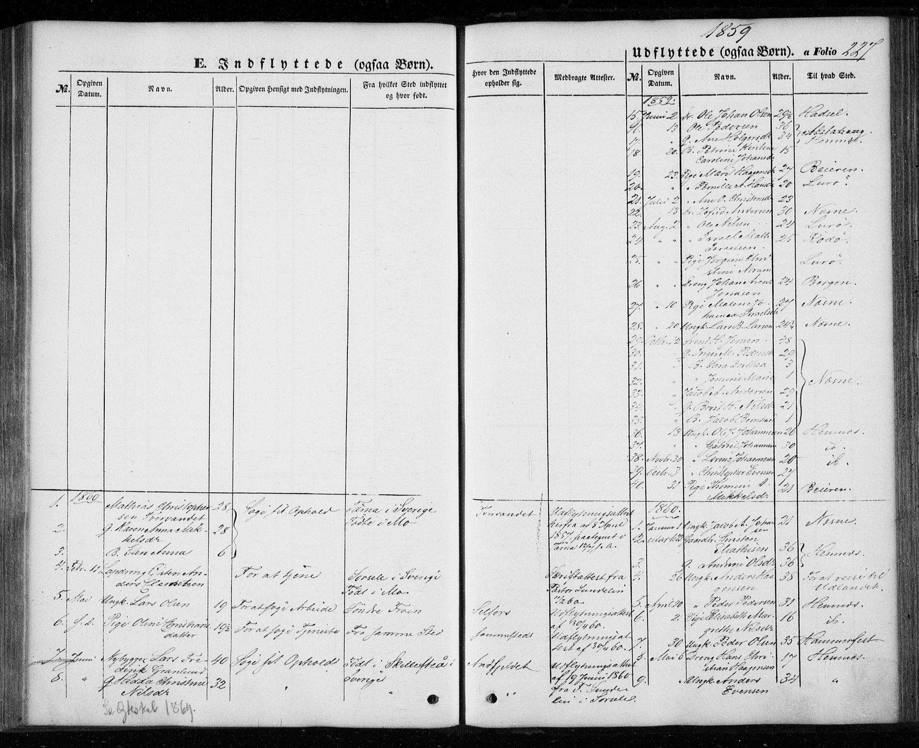 Ministerialprotokoller, klokkerbøker og fødselsregistre - Nordland, AV/SAT-A-1459/827/L0392: Parish register (official) no. 827A04, 1853-1866, p. 227