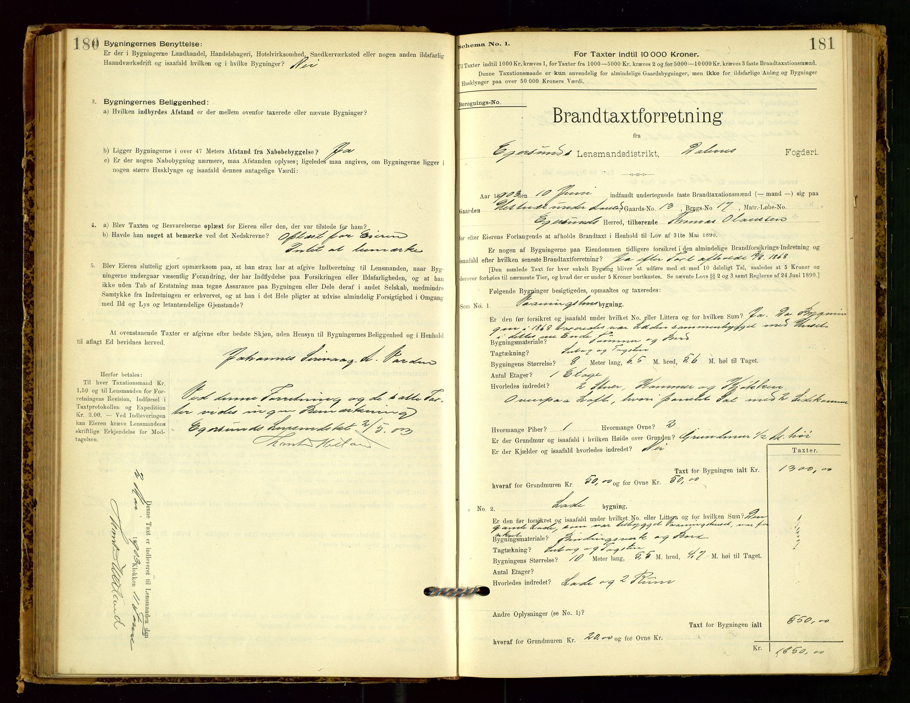 Eigersund lensmannskontor, AV/SAST-A-100171/Gob/L0001: Skjemaprotokoll, 1894-1909, p. 180-181