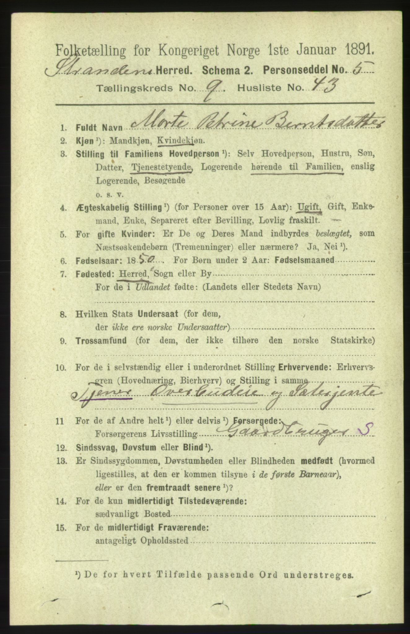 RA, 1891 census for 1525 Stranda, 1891, p. 2360