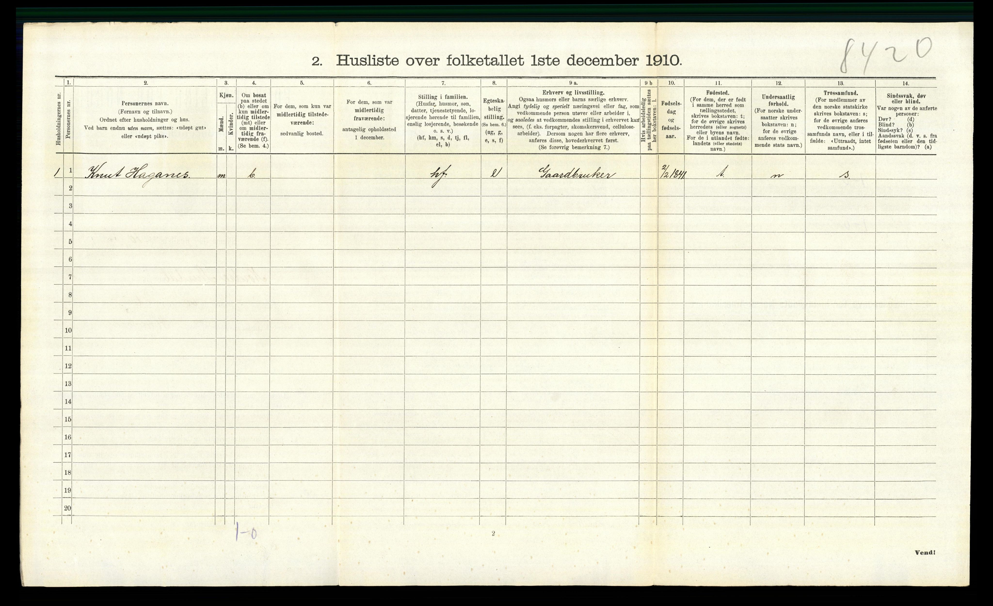 RA, 1910 census for Nord-Aurdal, 1910, p. 726