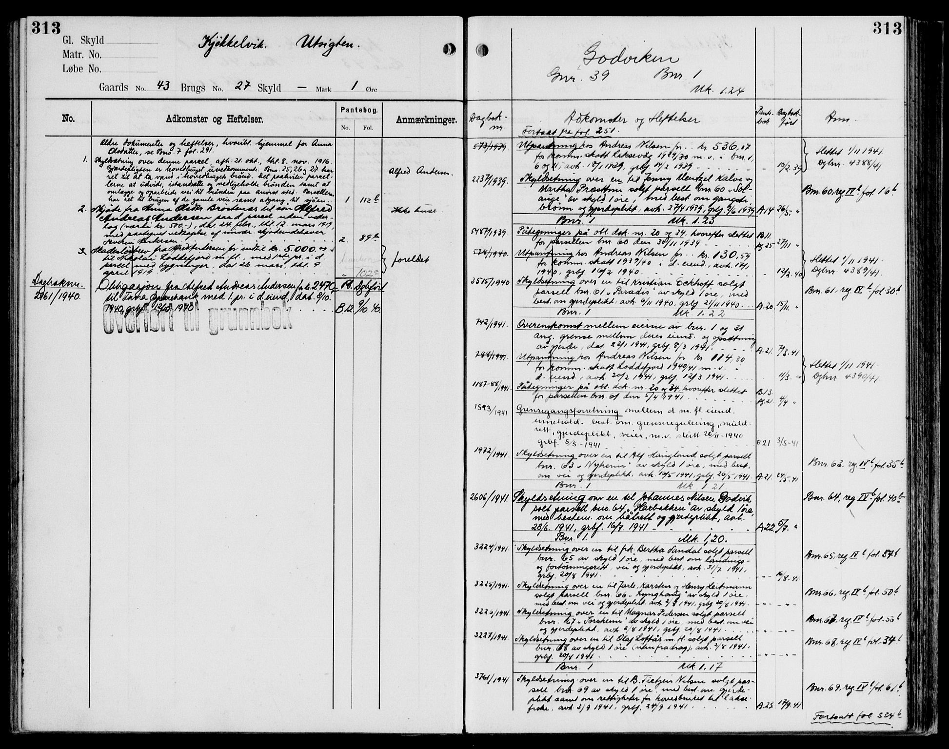 Midhordland sorenskriveri, AV/SAB-A-3001/1/G/Ga/Gab/L0107: Mortgage register no. II.A.b.107, p. 313