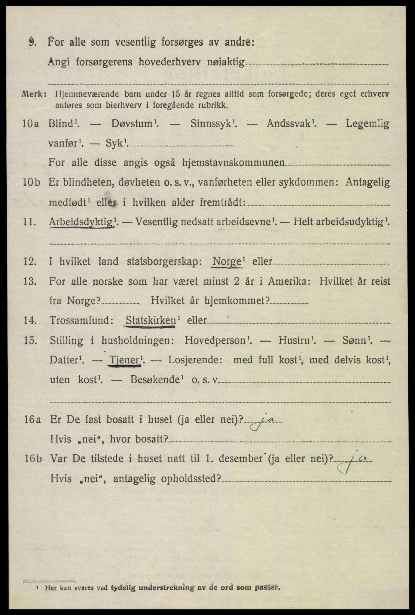 SAK, 1920 census for Iveland, 1920, p. 536