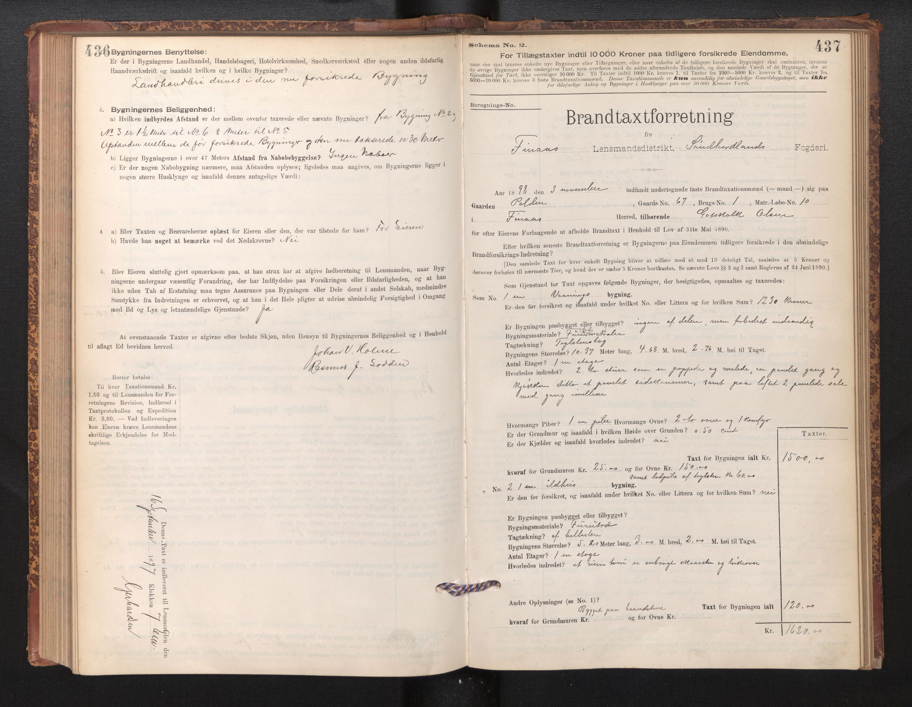 Lensmannen i Finnås, SAB/A-31901/0012/L0002: Branntakstprotokoll, skjematakst, 1894-1954, p. 436-437