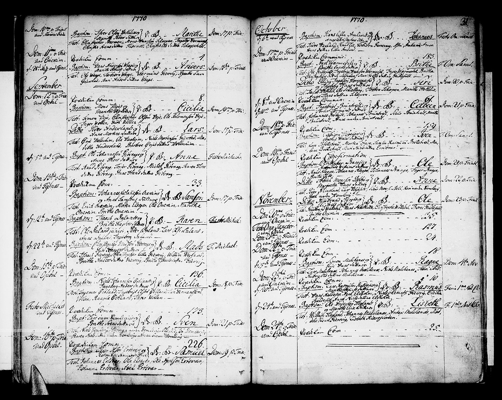 Tysnes sokneprestembete, AV/SAB-A-78601/H/Haa: Parish register (official) no. A 5, 1762-1793, p. 31