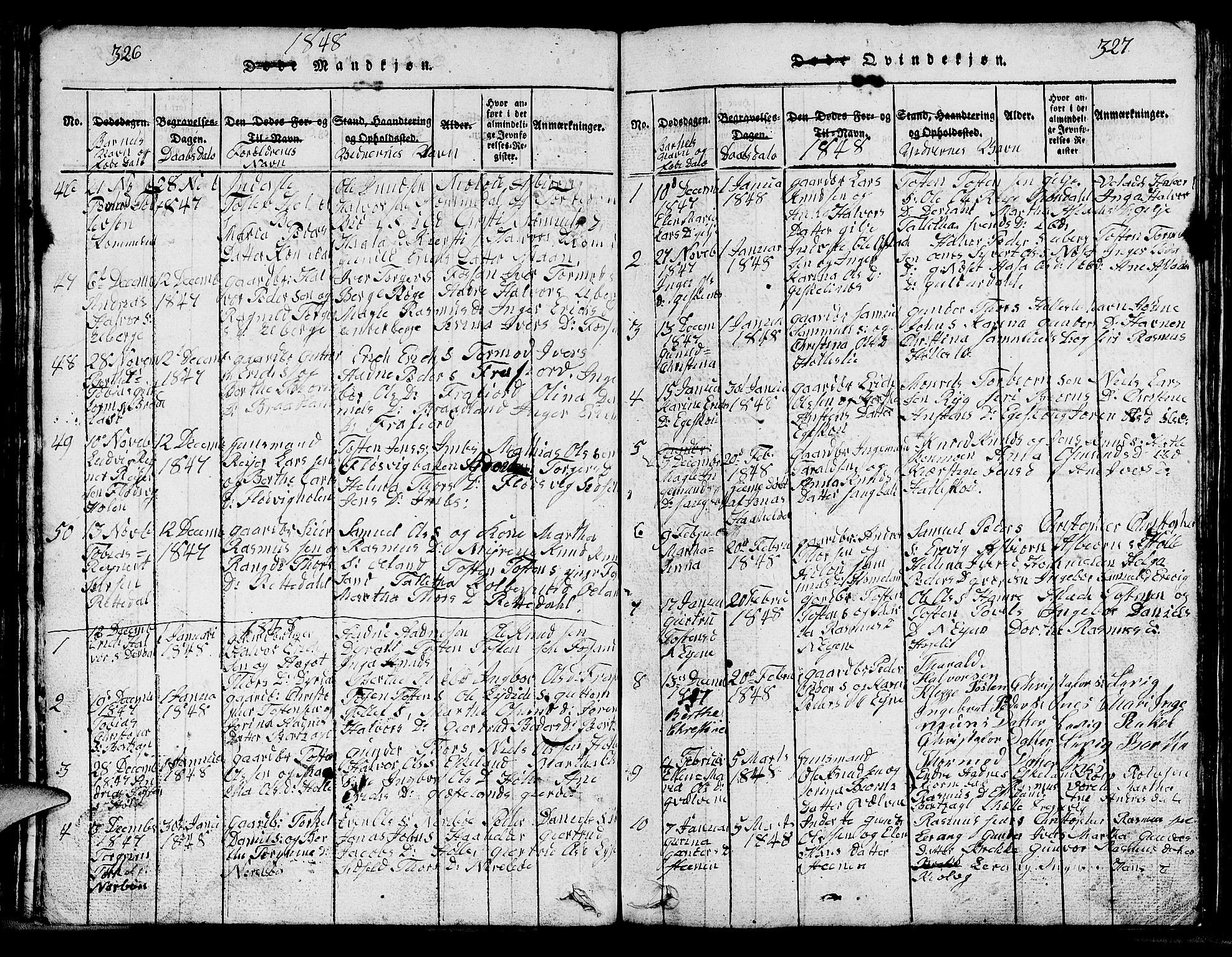 Strand sokneprestkontor, SAST/A-101828/H/Ha/Hab/L0002: Parish register (copy) no. B 2, 1816-1854, p. 326-327