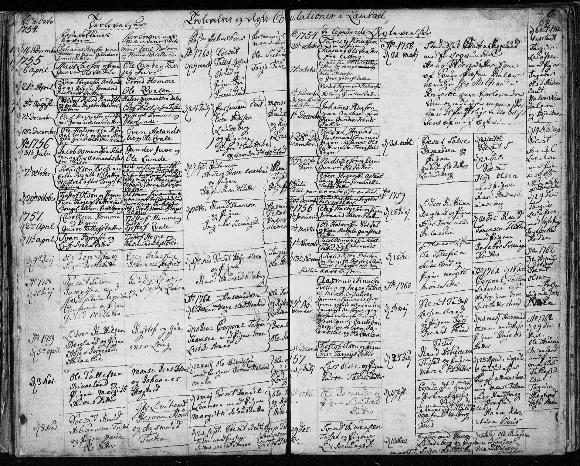 Lårdal kirkebøker, SAKO/A-284/F/Fa/L0003: Parish register (official) no. I 3, 1754-1790, p. 43