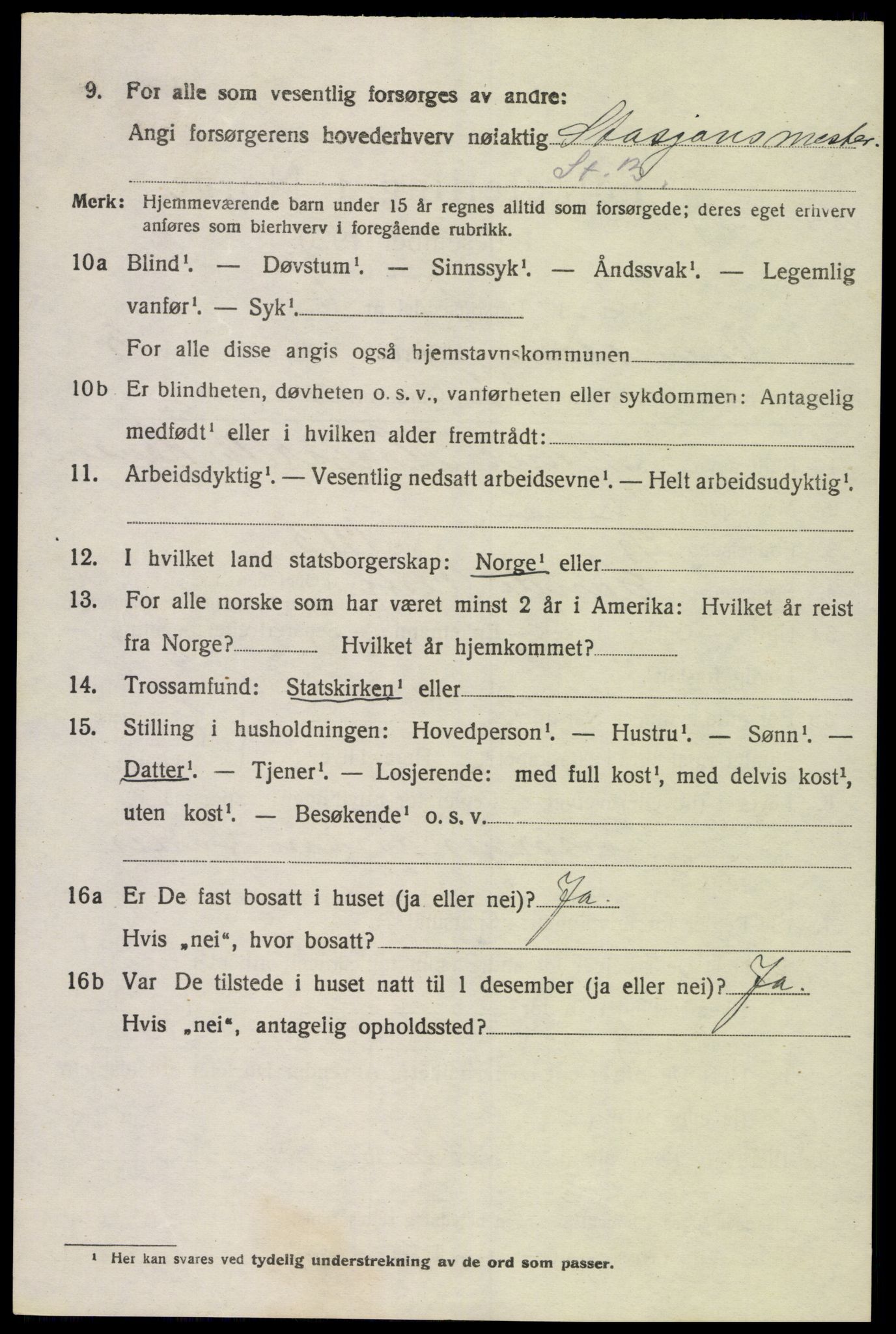 SAK, 1920 census for Vennesla, 1920, p. 2653