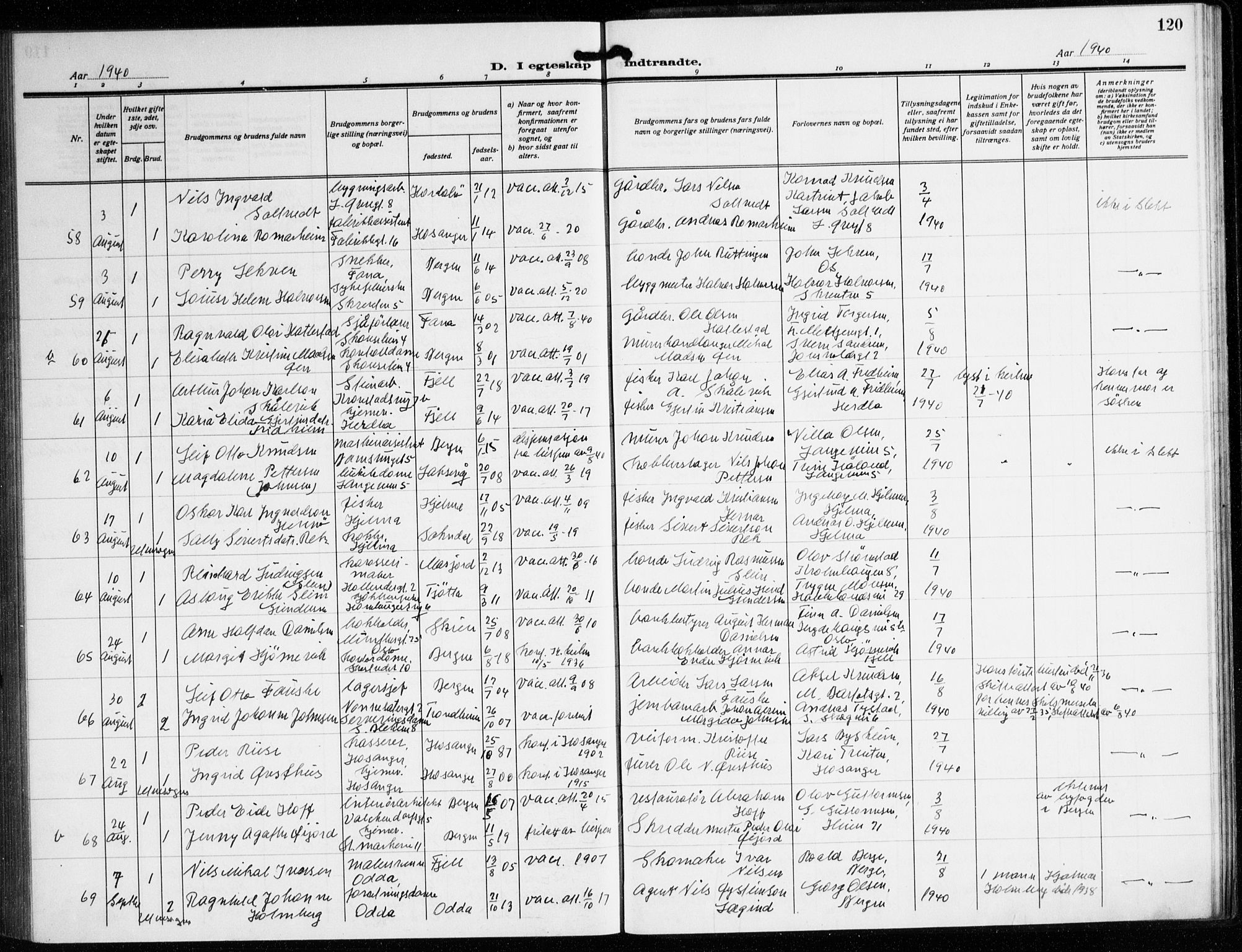 Korskirken sokneprestembete, SAB/A-76101/H/Hab: Parish register (copy) no. D 5, 1926-1944, p. 120