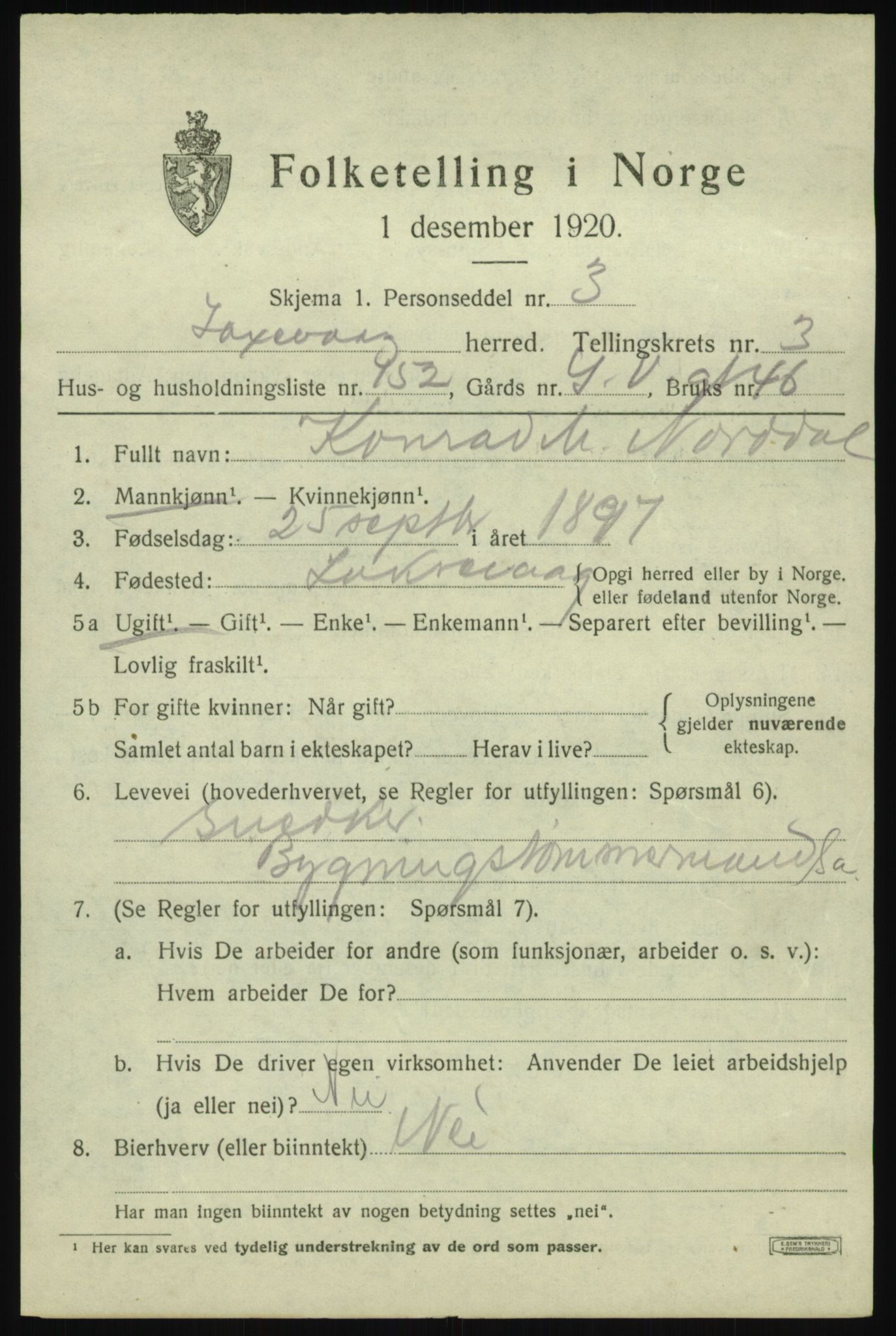 SAB, 1920 census for Laksevåg, 1920, p. 12760