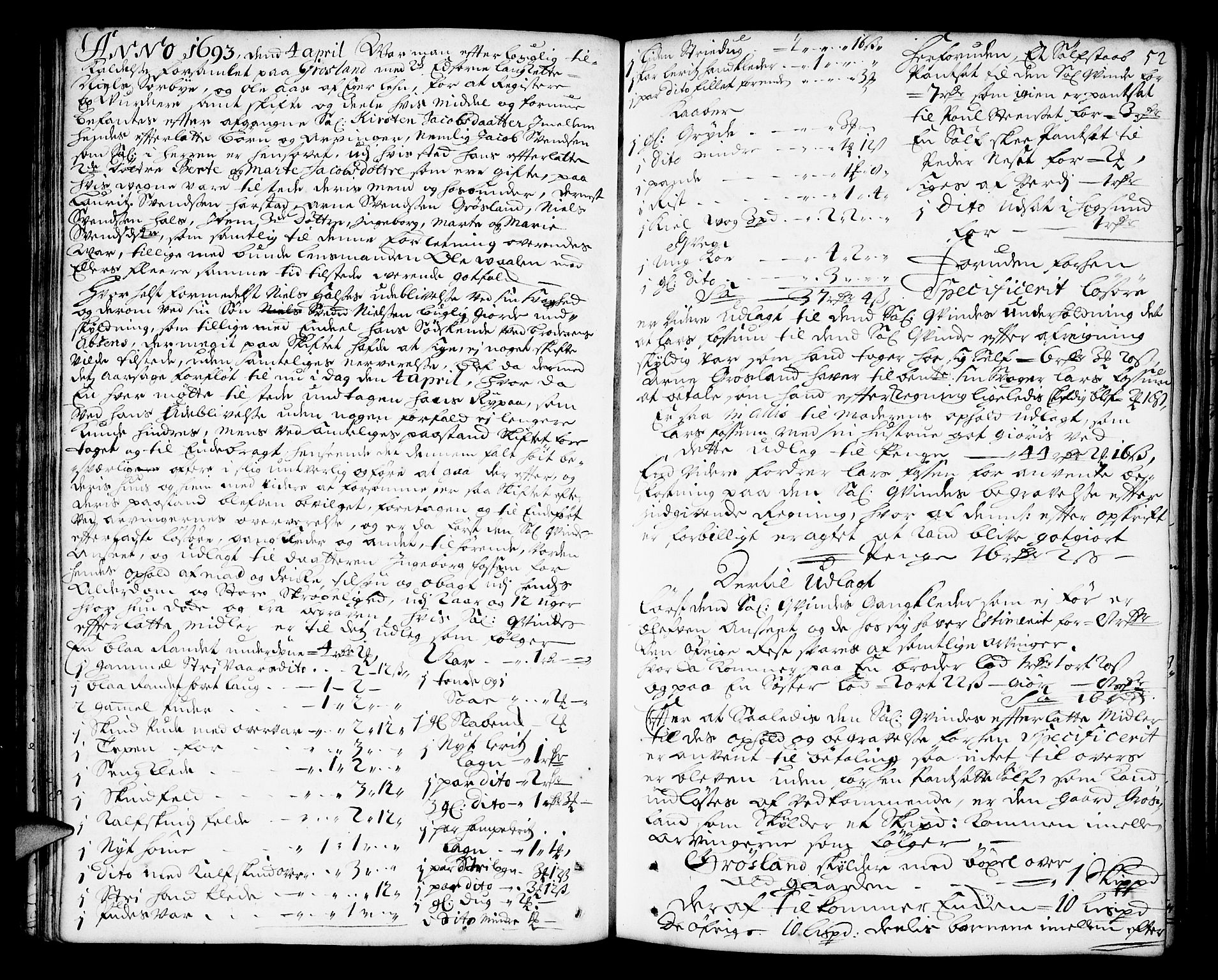 Eiker, Modum og Sigdal sorenskriveri, AV/SAKO-A-123/H/Hb/Hba/L0002a: Skifteprotokoll, 1680-1697, p. 51b-52a