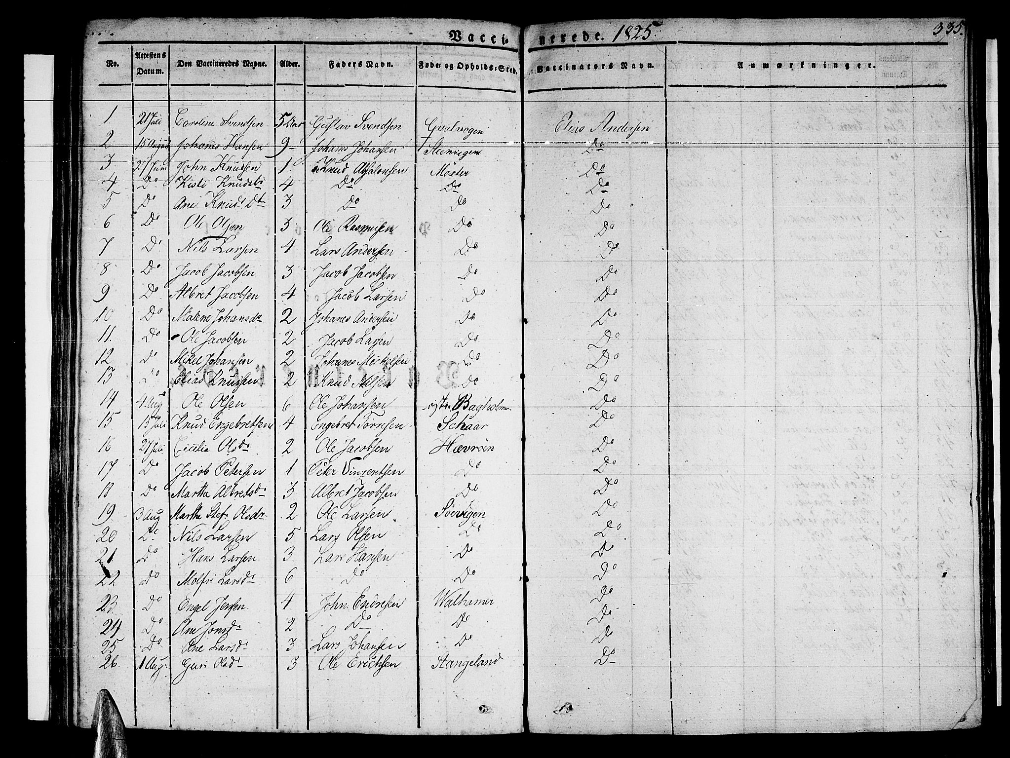 Sund sokneprestembete, SAB/A-99930: Parish register (official) no. A 12, 1825-1835, p. 335