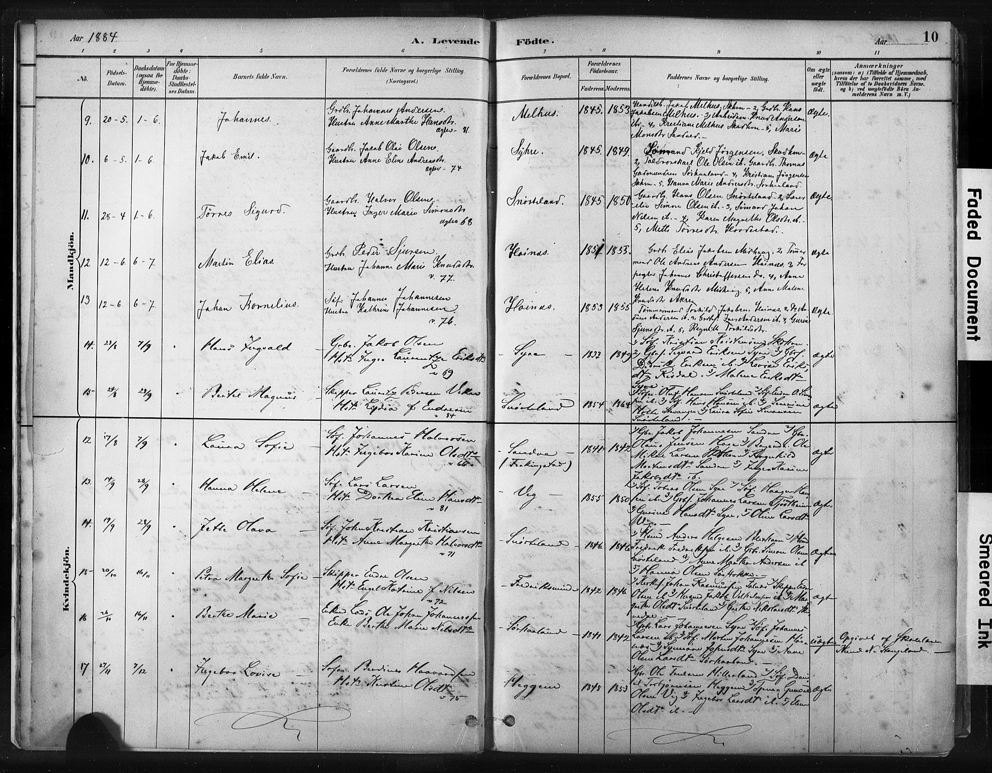 Skudenes sokneprestkontor, SAST/A -101849/H/Ha/Haa/L0009: Parish register (official) no. A 6, 1882-1912, p. 10
