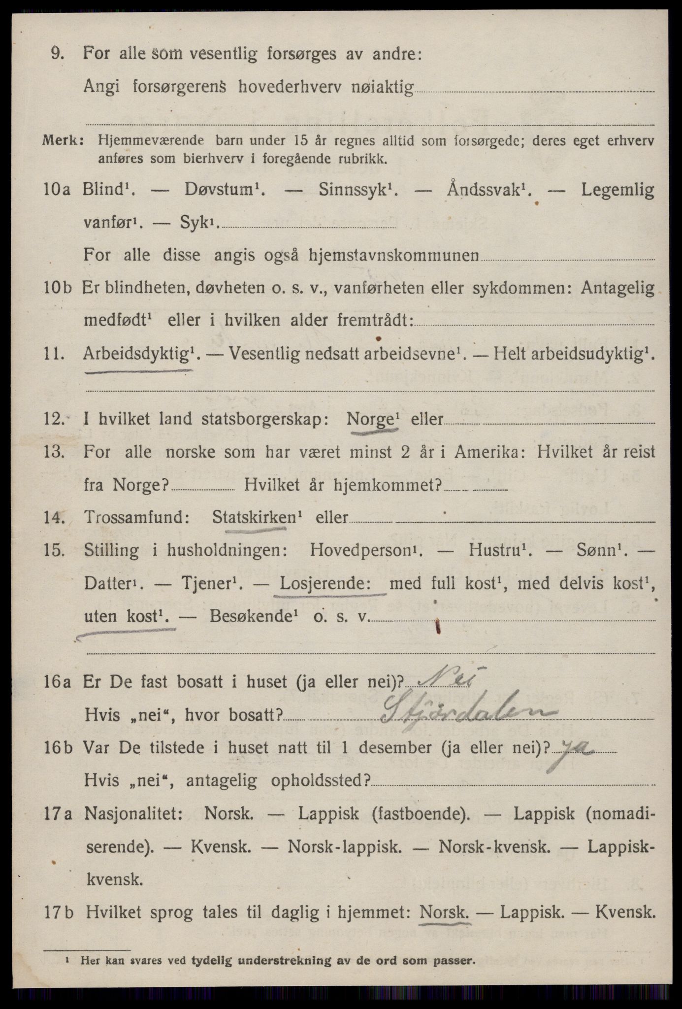 SAT, 1920 census for Strinda, 1920, p. 14141