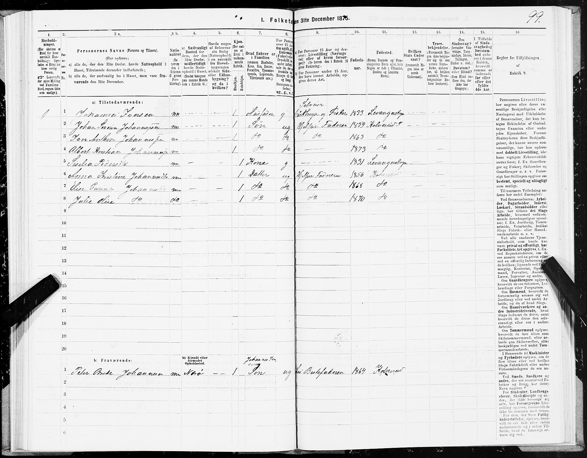 SAT, 1875 census for 1752P Kolvereid, 1875, p. 1099