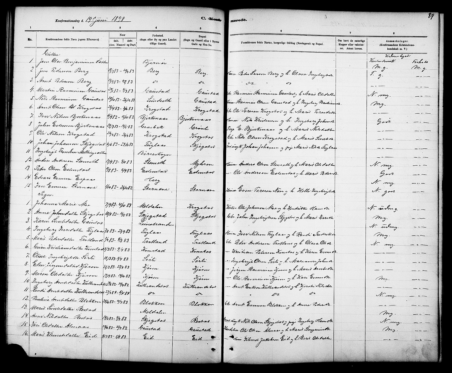 Ministerialprotokoller, klokkerbøker og fødselsregistre - Sør-Trøndelag, SAT/A-1456/694/L1132: Parish register (copy) no. 694C04, 1887-1914, p. 89