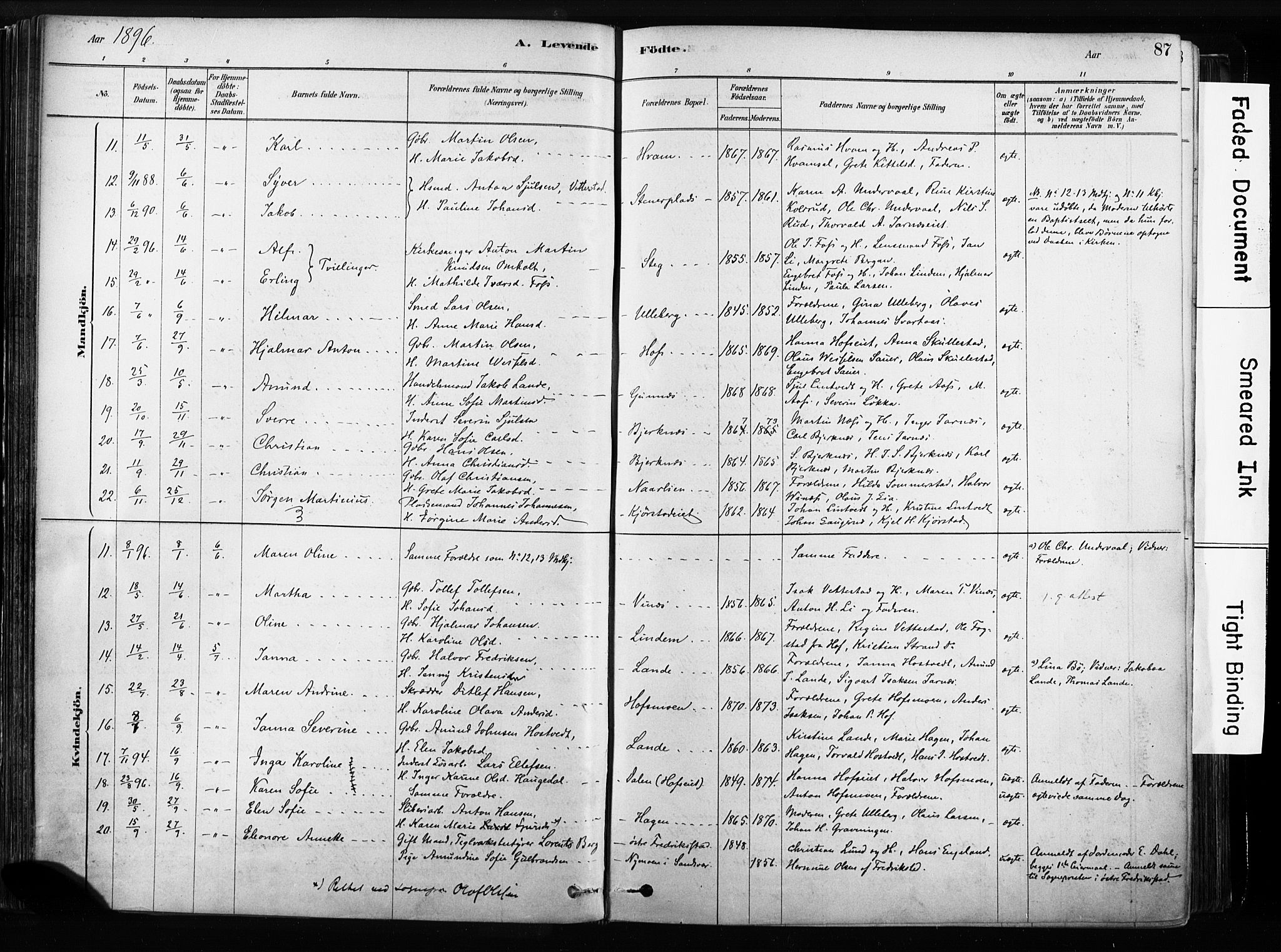 Sandsvær kirkebøker, AV/SAKO-A-244/F/Fb/L0001: Parish register (official) no. II 1, 1878-1906, p. 87