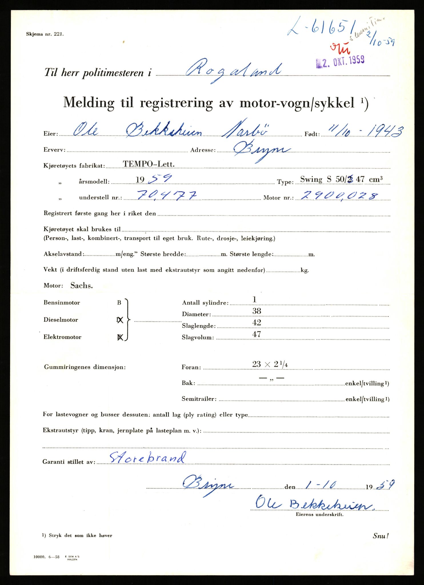 Stavanger trafikkstasjon, SAST/A-101942/0/F/L0061: L-61300 - L-61999, 1930-1971, p. 1179